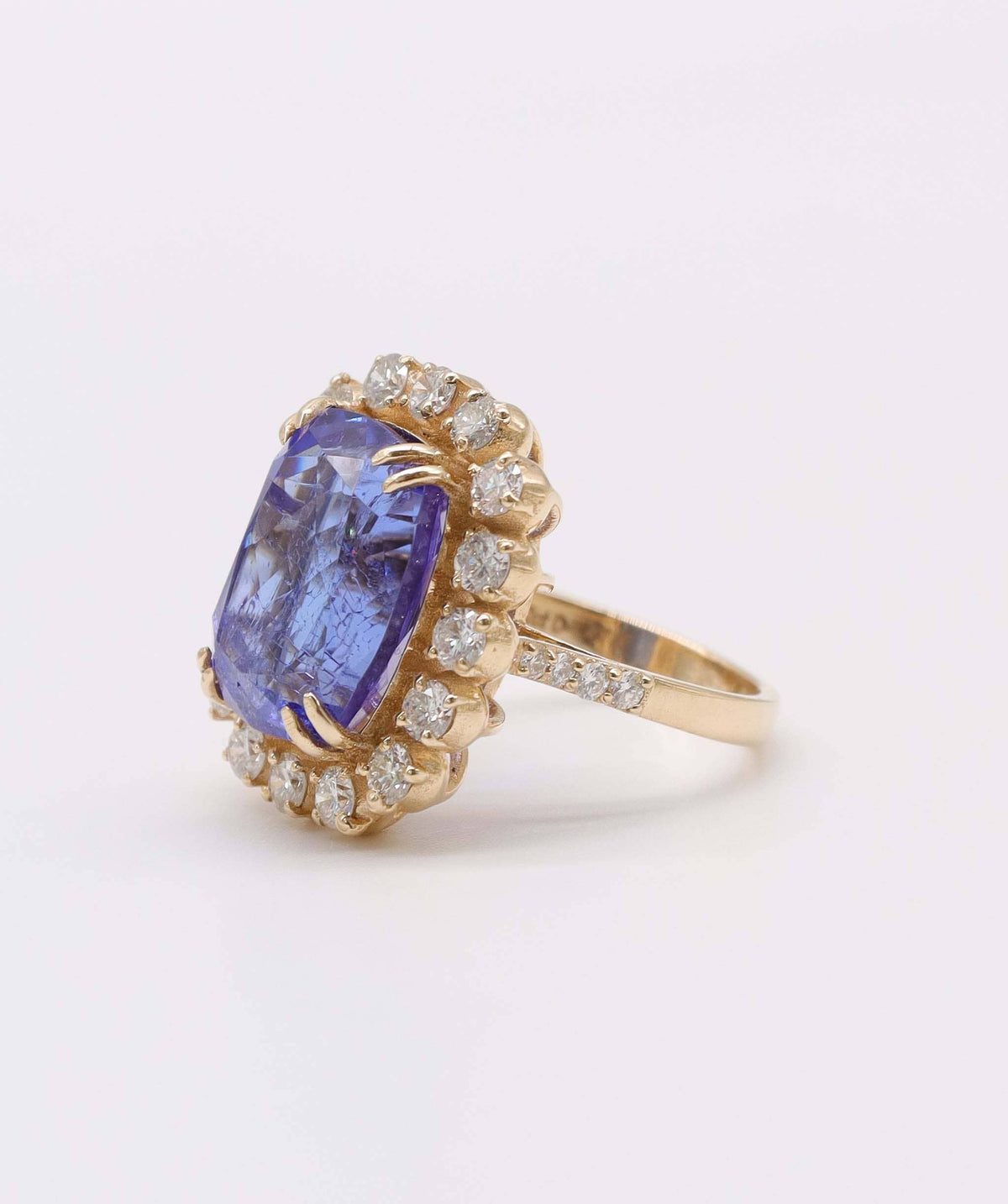 Luxury Promise Large Tanzanite & Diamond Ring in 14k AVNC005