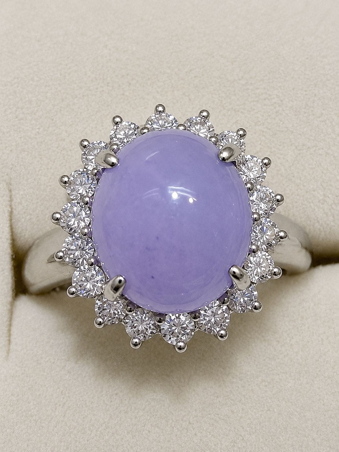 Luxury Promise Lavender Jade Diamond Ring in Pt900 / J9.39ct / d0.96ct 7305 JJC0759