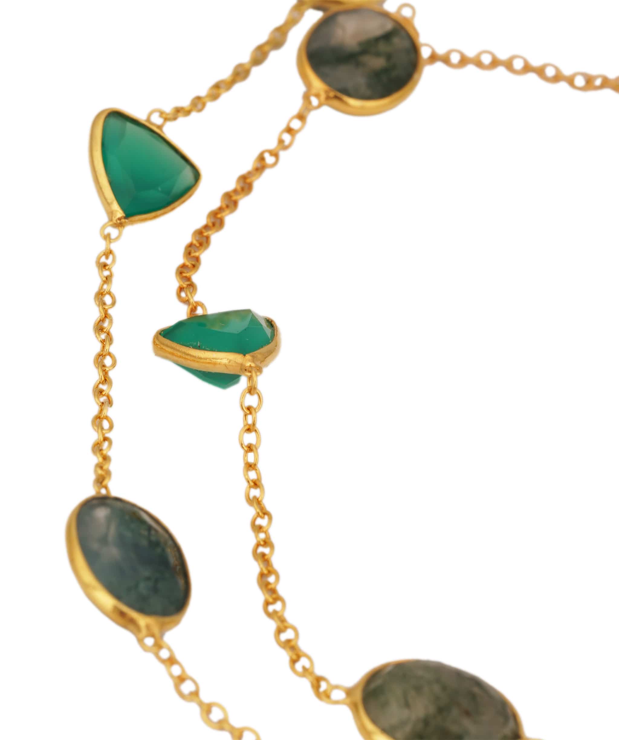 Luxury Promise Moss Agate and Green Onyx Necklace ANC1766