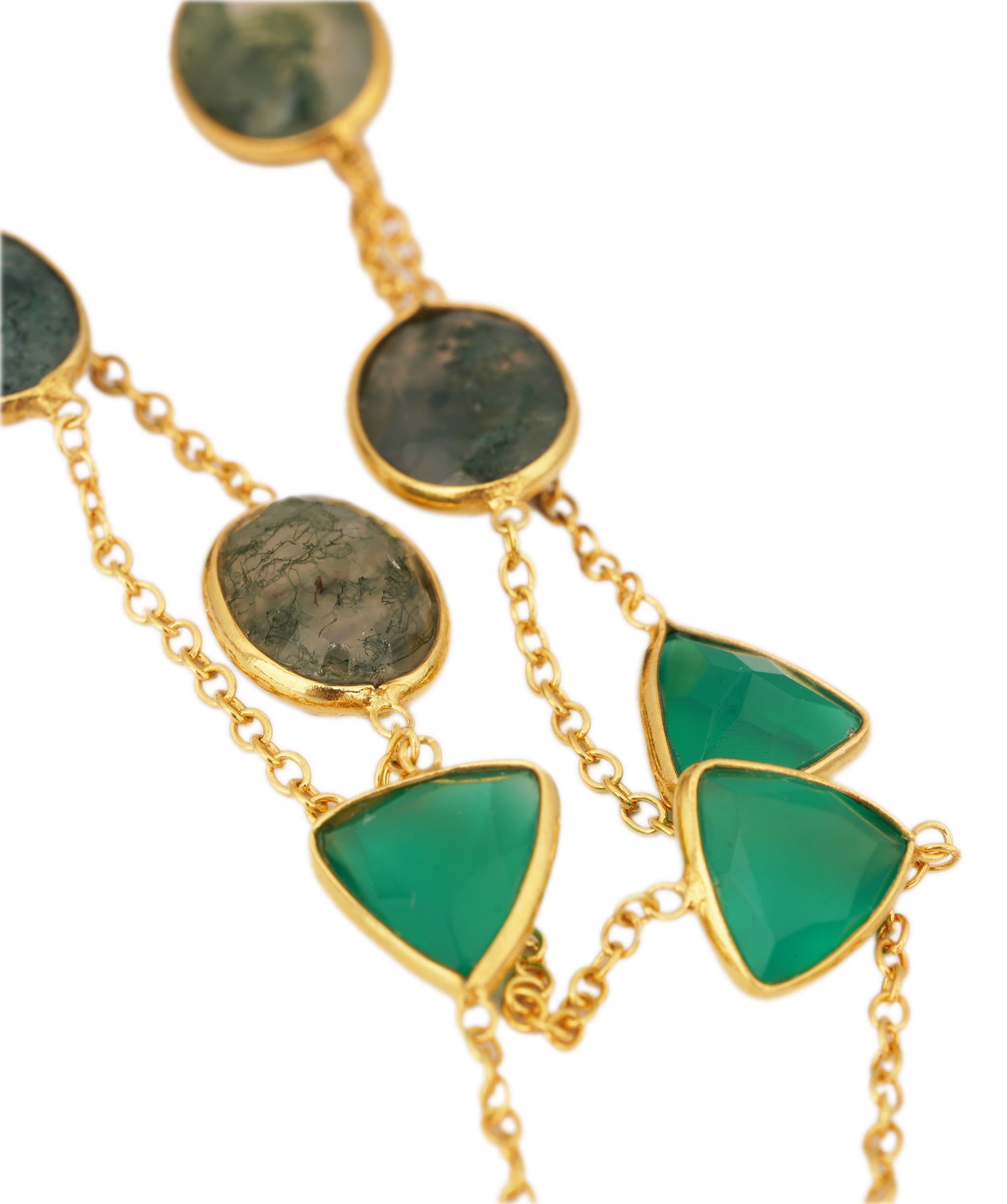 Luxury Promise Moss Agate and Green Onyx Necklace ANC1766