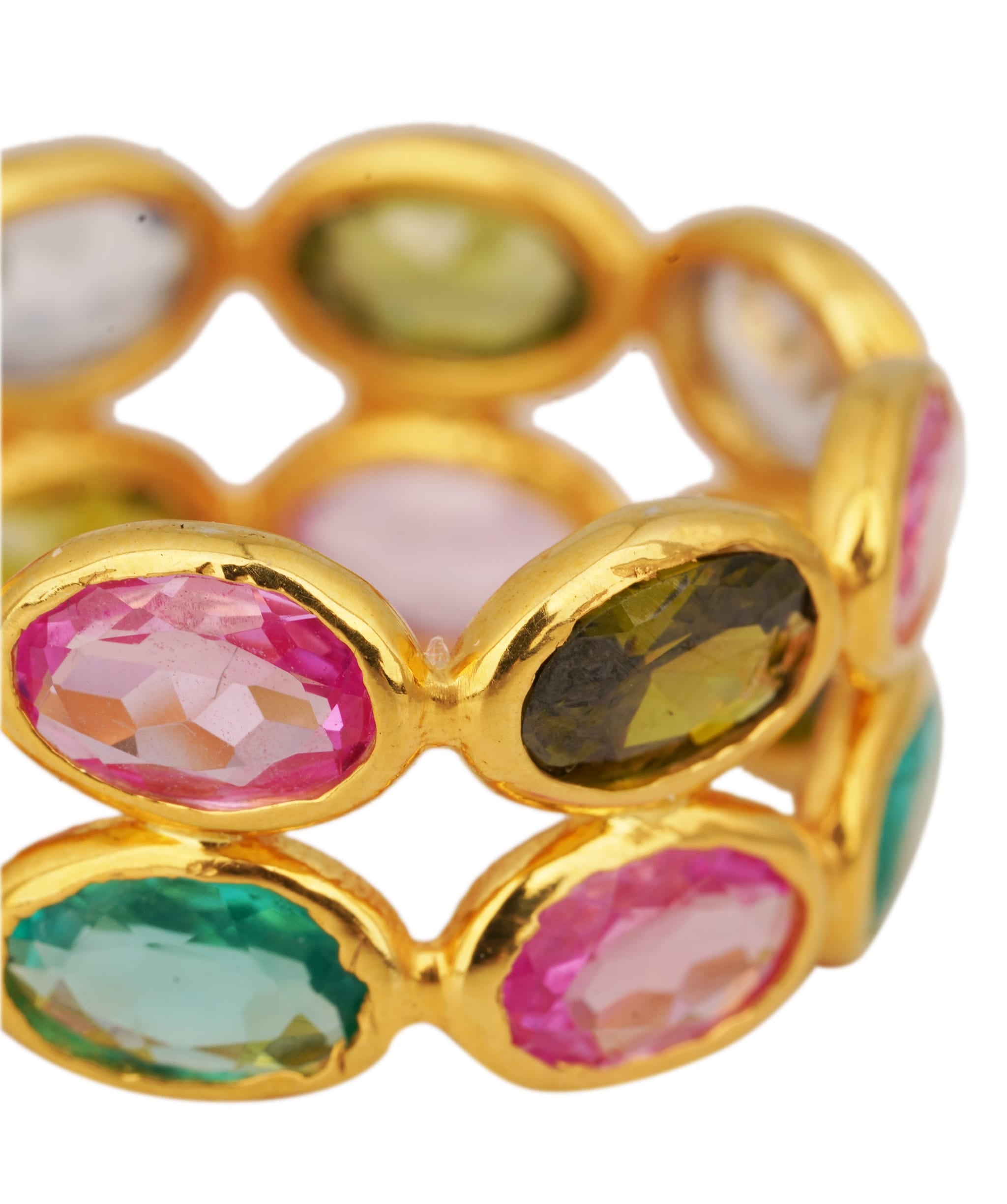 Luxury Promise Multi Colour Rainbow Dual Band Oval Tourmaline Ring ANC1763