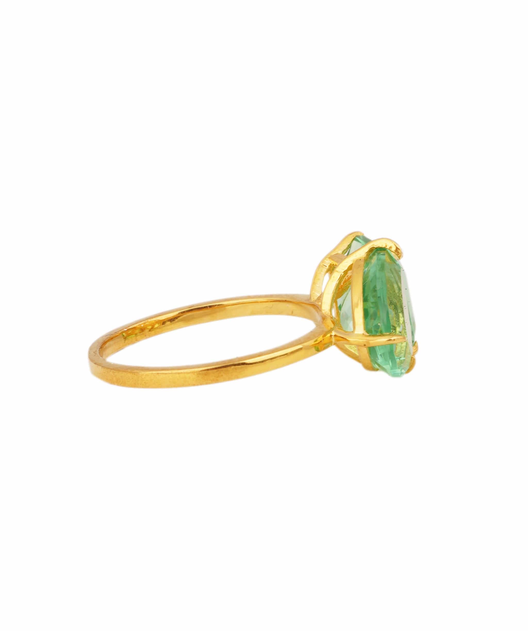 Luxury Promise Natural Green Tourmaline Pear and Ascher Cut Moi et Toi Ring ANC1762