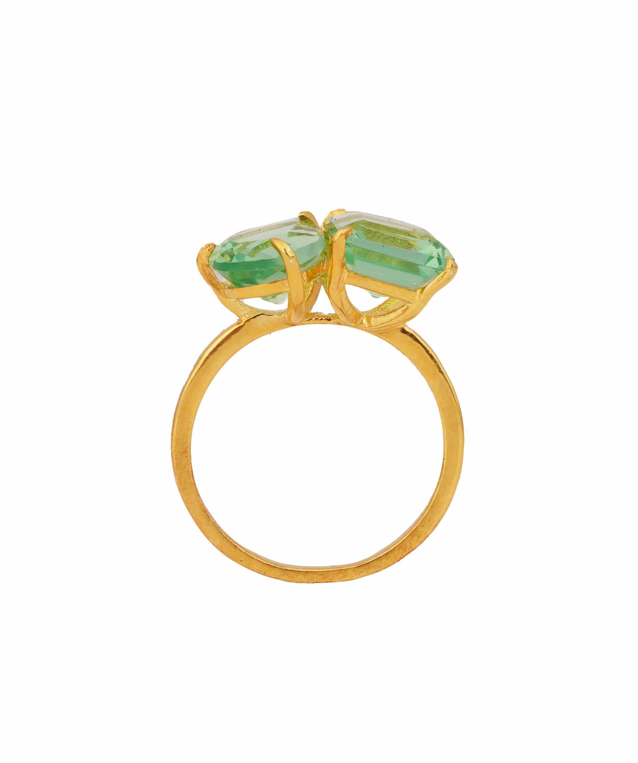Luxury Promise Natural Green Tourmaline Pear and Ascher Cut Moi et Toi Ring ANC1762