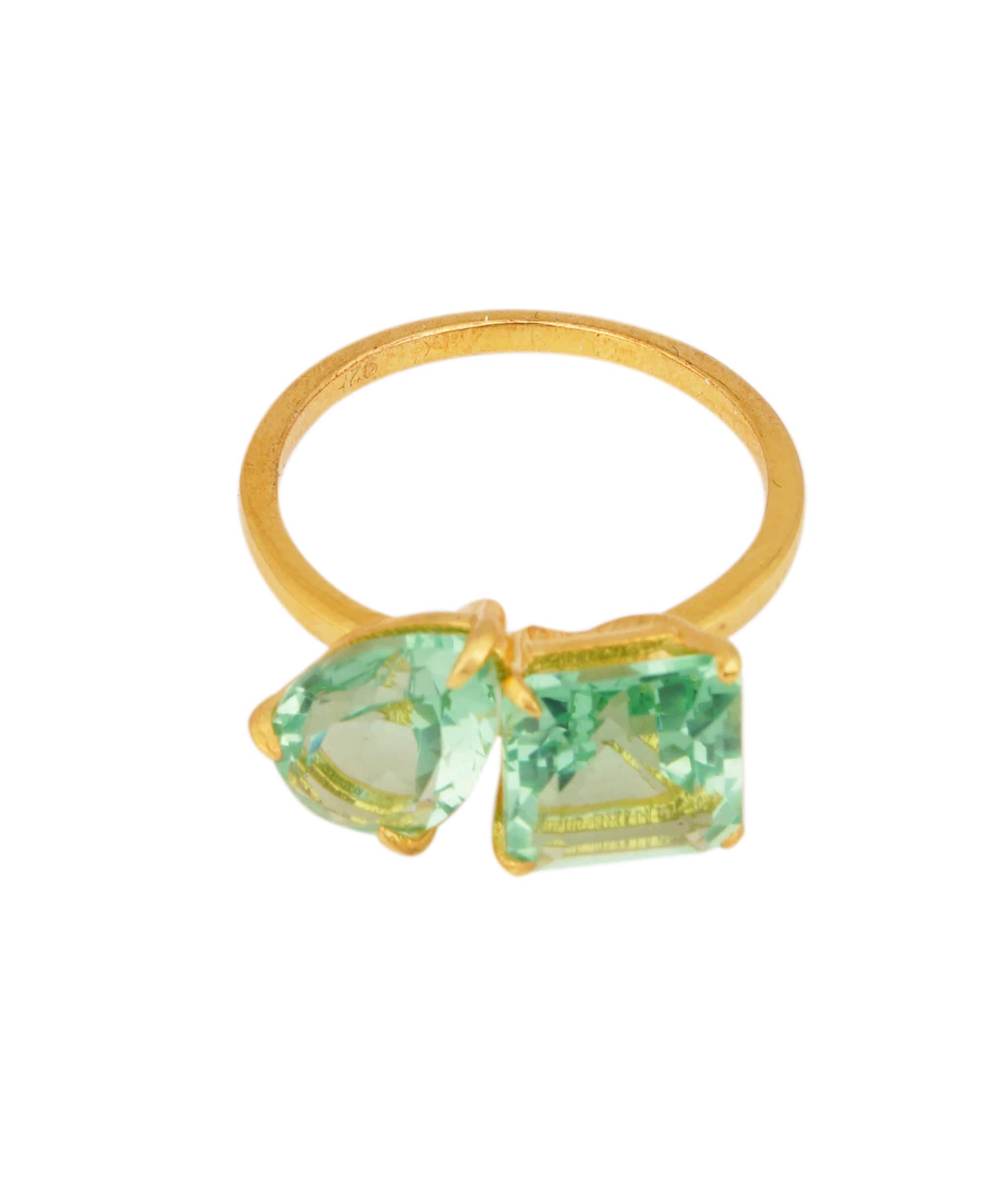 Luxury Promise Natural Green Tourmaline Pear and Ascher Cut Moi et Toi Ring ANC1762