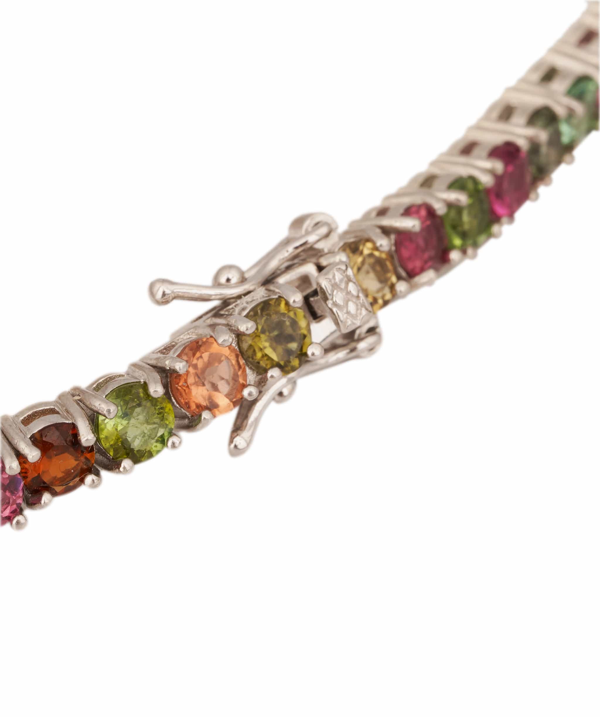 Luxury Promise Natural Multi Colour Rainbow Round Tourmaline Bracelet ANC1756