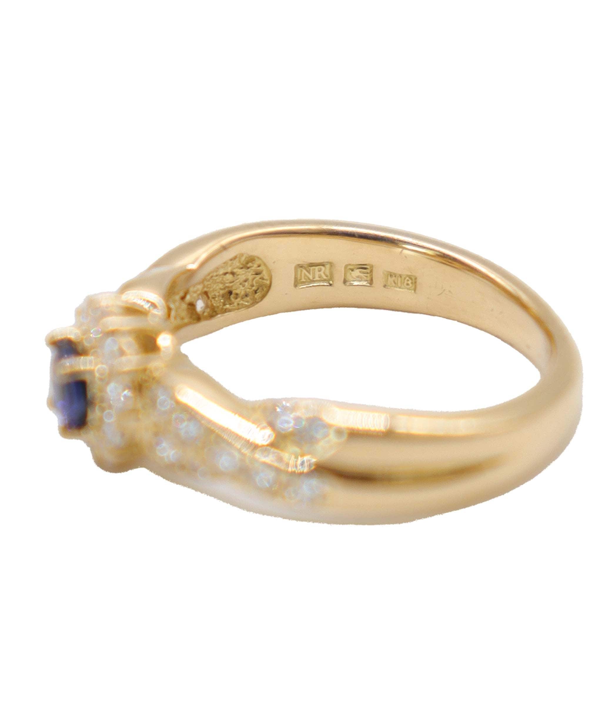 Luxury Promise NINA RICCI Size 9 Ring Sapphire 0.25ct Diamond 0.38ct K18 YG Yellow Gold 750 Ring Sapphire Diamond Ring Nina Ricci DXBS4038