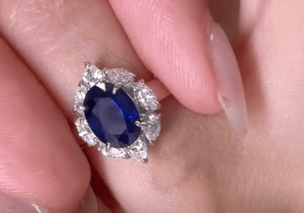 Luxury Promise NO HEAT Madagascar Royal Blue Sapphire Diamond Ring in Pt900 / S1.31ct / D0.54ct / 4.5US 7597 JJC1032