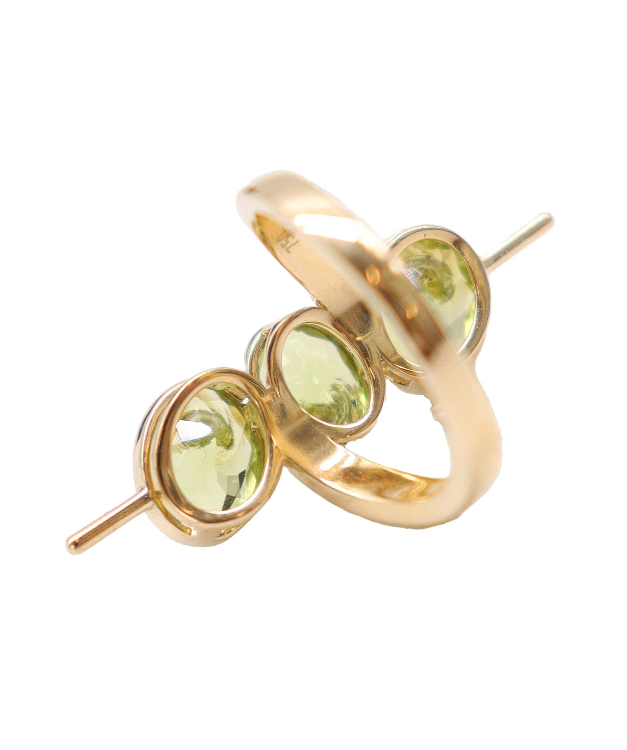 Luxury Promise Olive Stick Peridot & Ruby 18k Yellow Gold Custom Ring AGC2883