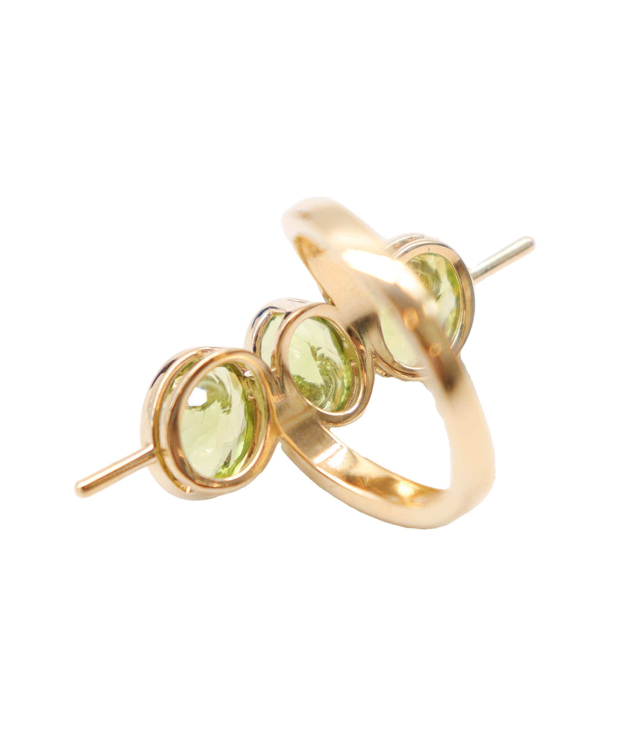 Luxury Promise Olive Stick Peridot & Ruby 18k Yellow Gold Custom Ring DXBD0343