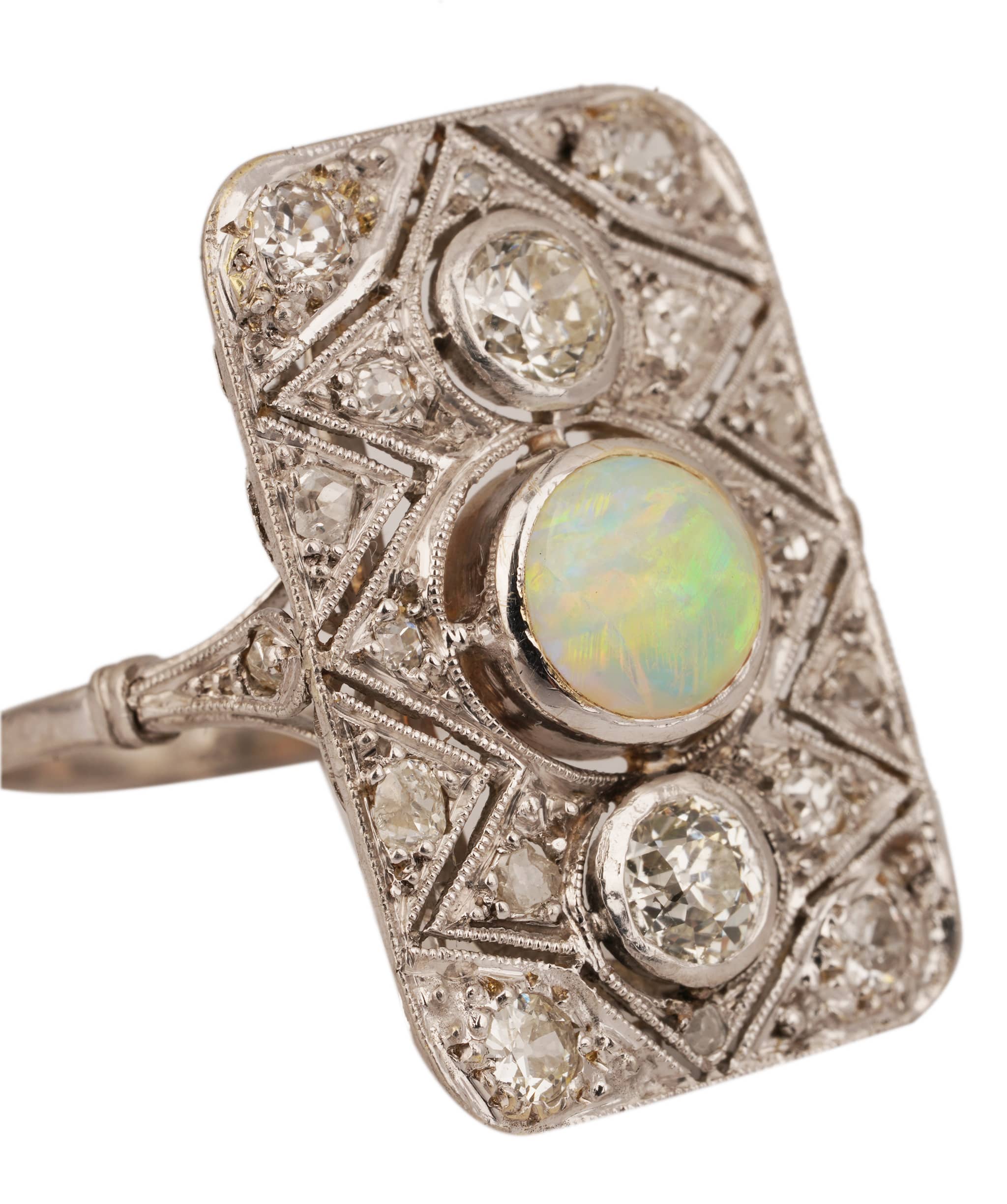 Luxury Promise Opal and Diamond Art Deco Ring WA25363