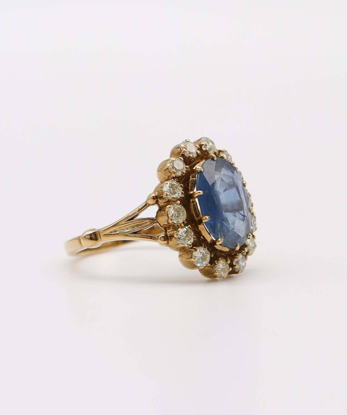 Luxury Promise Oval Sapphire & Diamond Ring in 14k AVNC008
