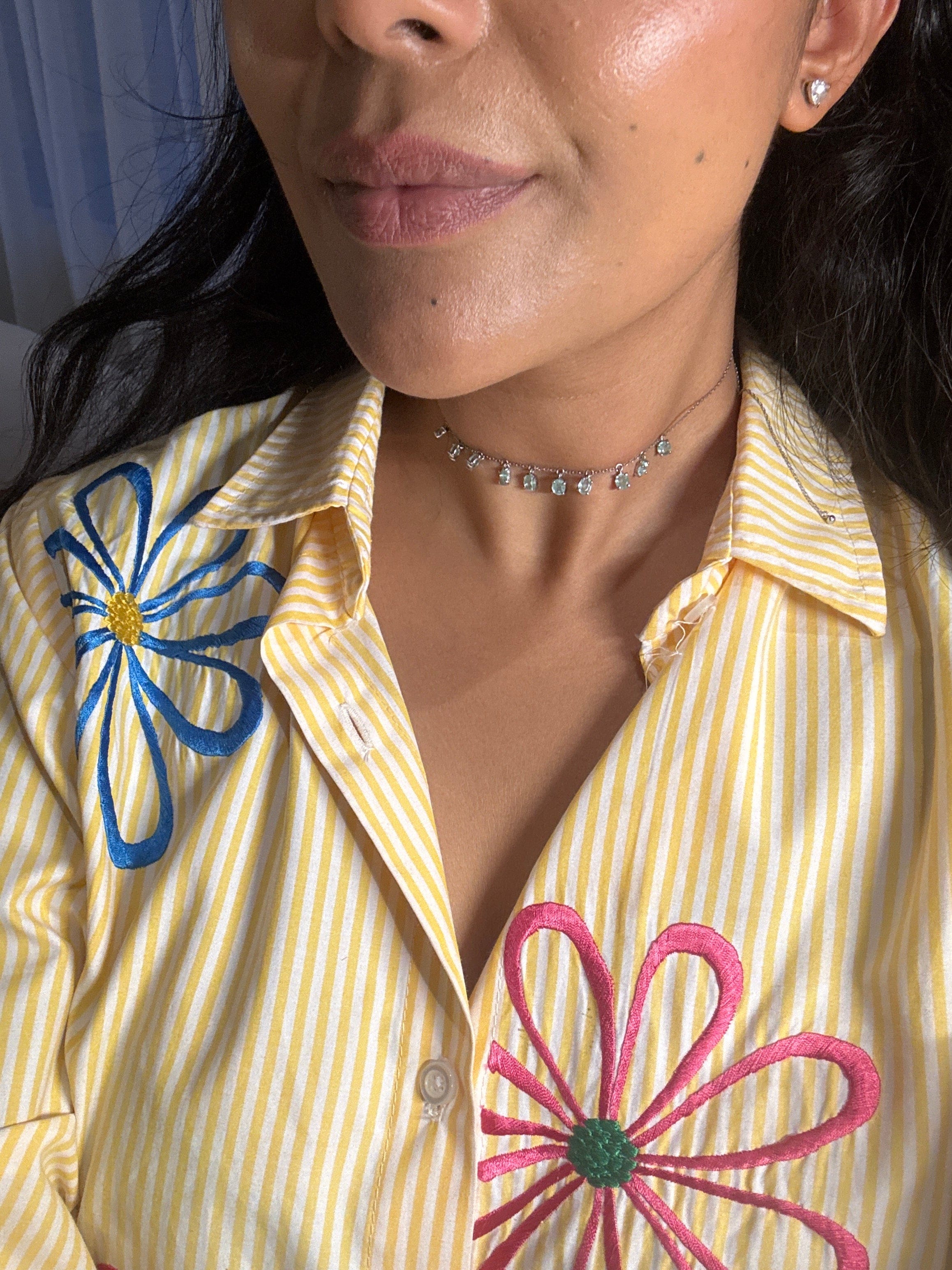 Luxury Promise Paraiba mix white gold chocker DXBD0229