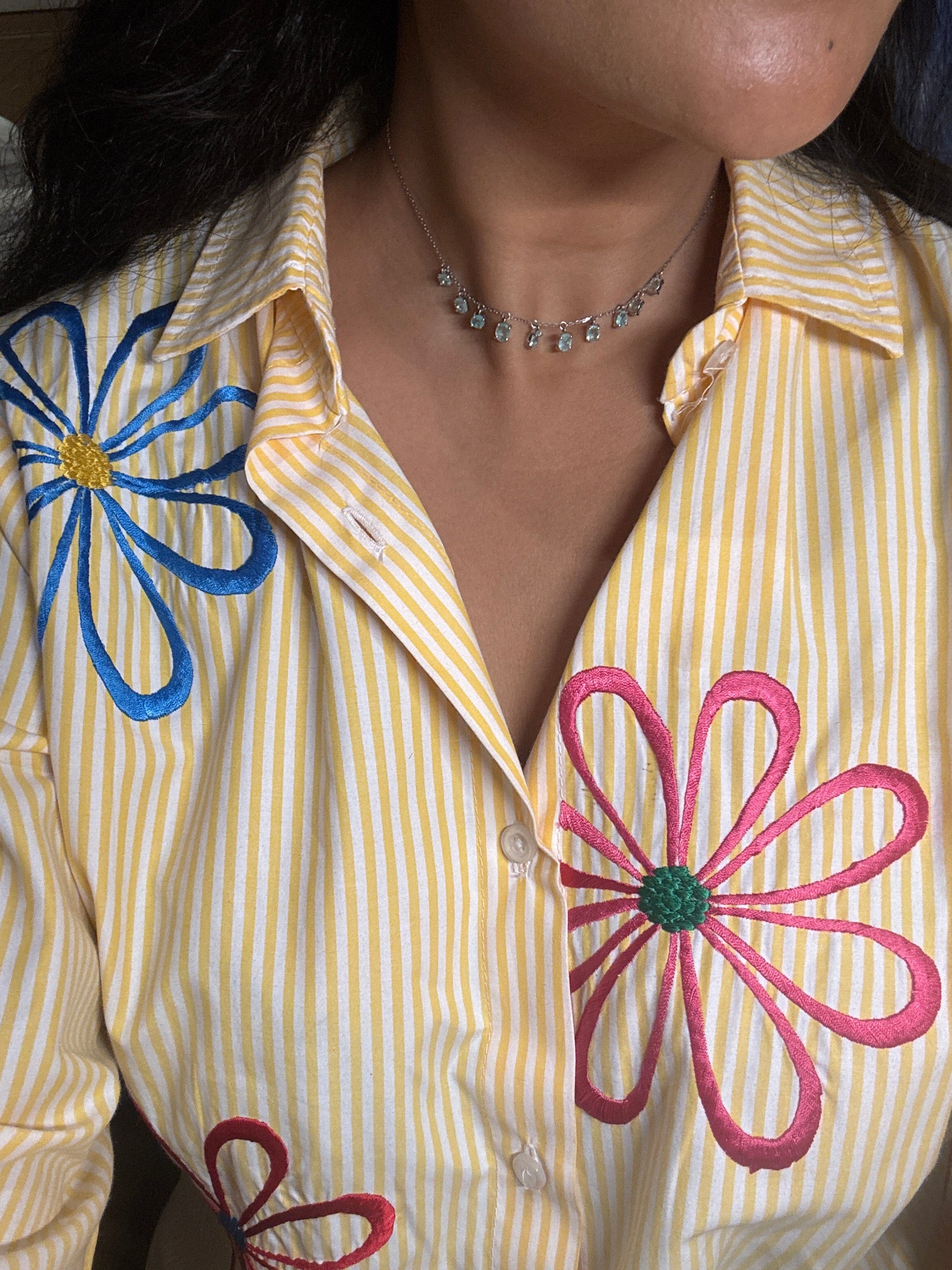 Luxury Promise Paraiba mix white gold chocker DXBD0229