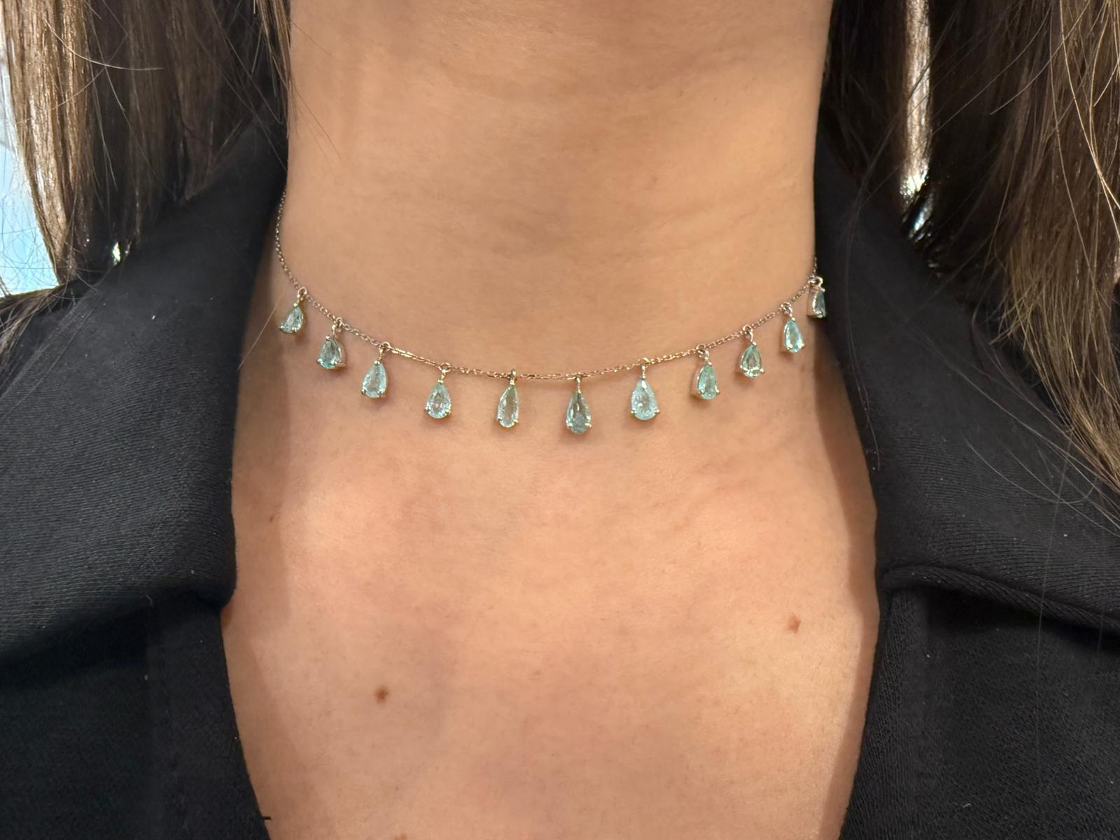 Luxury Promise Paraiba mix white gold chocker DXBD0229
