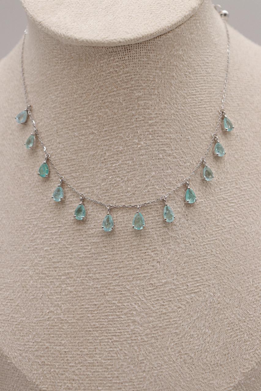 Luxury Promise Paraiba mix white gold chocker DXBD0229