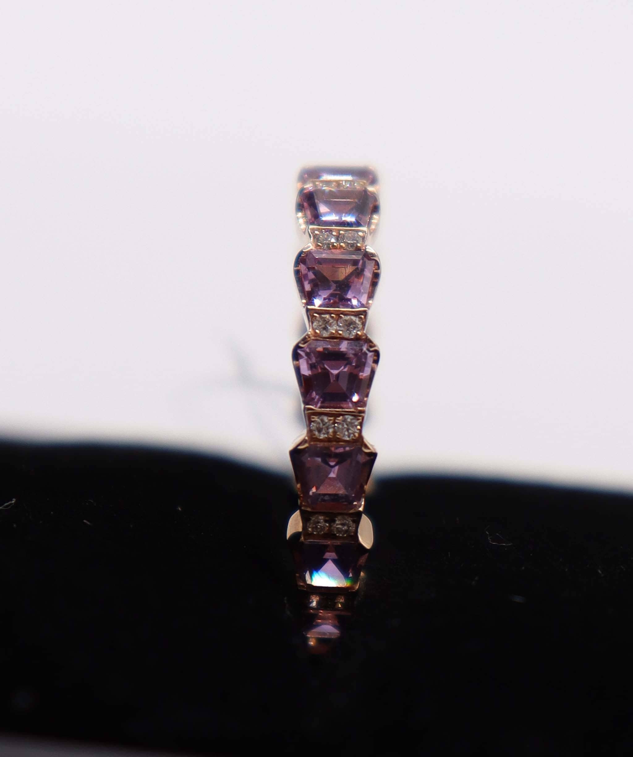 Luxury Promise Pink Sapphire 18K Rose Gold Ring Size US 6.5 (15 Sapphires 2.40ct) (30 Round Diamonds 0.40 ct) MS8979
