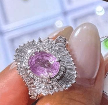 Luxury Promise Pink Sapphire Ring with Double Diamond Halo / PS2.88ct, D1.76ct JJC0275