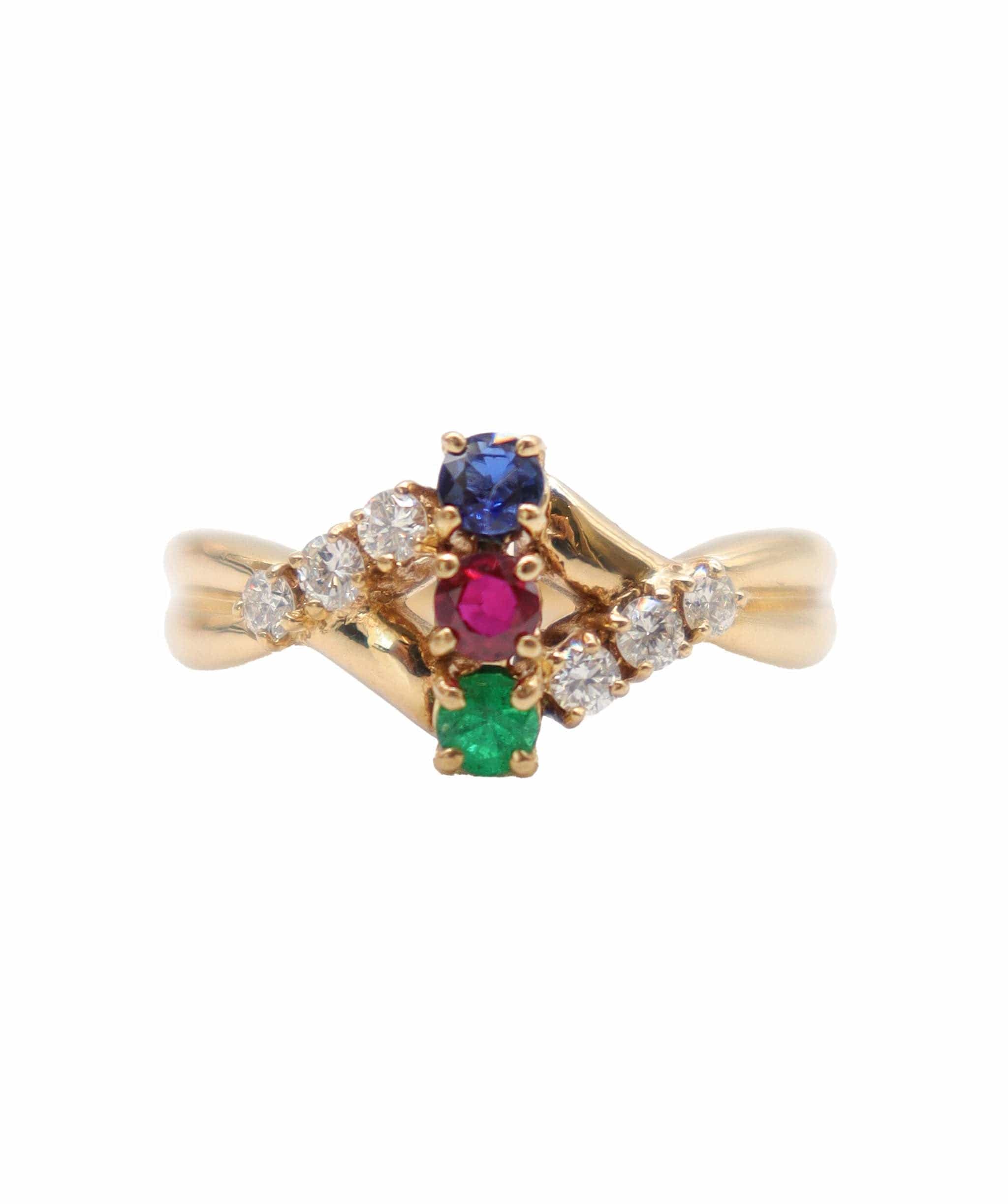 Luxury Promise POLA Size 13 Ring Multi Stone Diamond 0.22ct K18 YG Yellow Gold 750 Ring Multi Stone Ring POLA DXBS4033