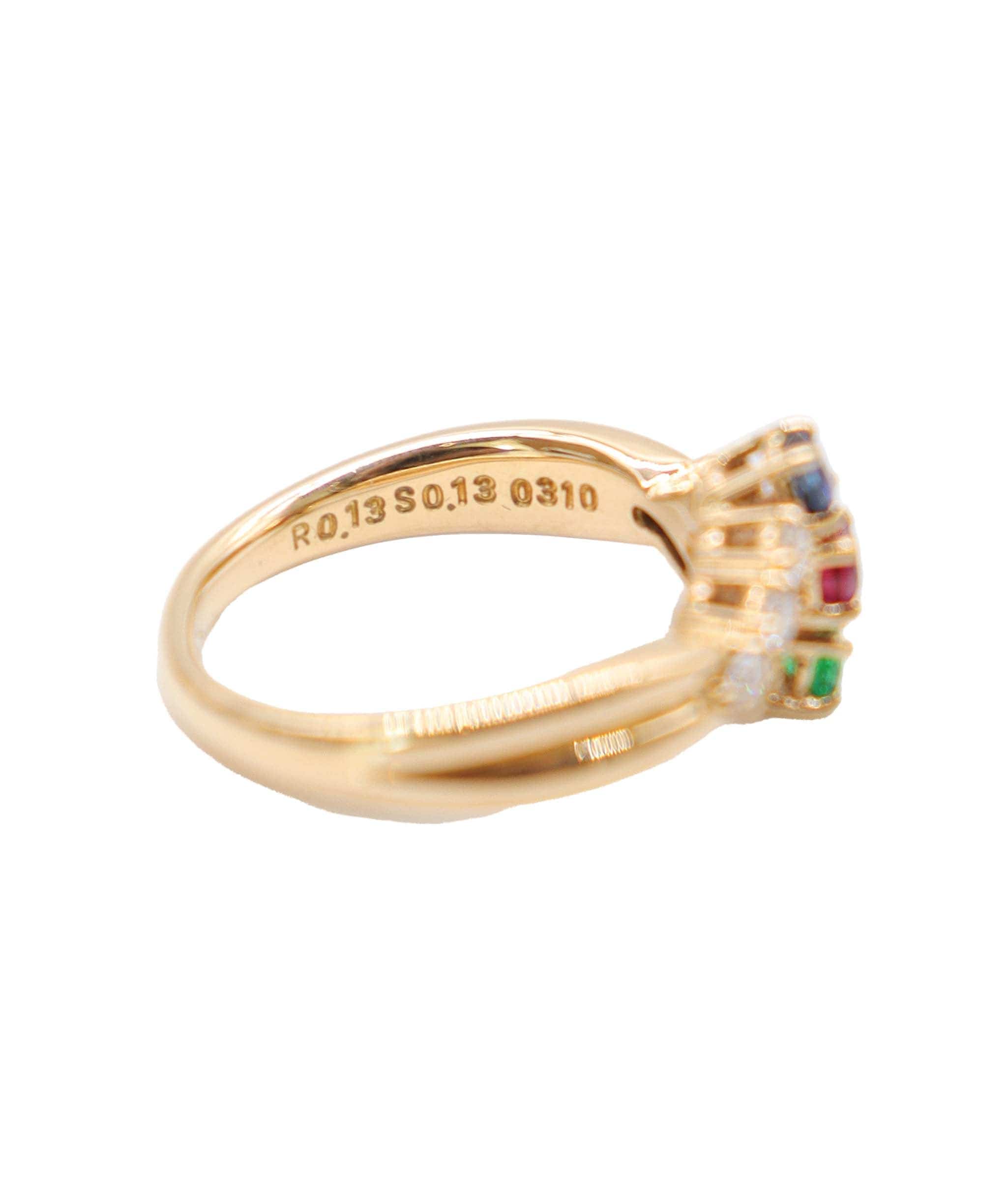 Luxury Promise POLA Size 13 Ring Multi Stone Diamond 0.22ct K18 YG Yellow Gold 750 Ring Multi Stone Ring POLA DXBS4033