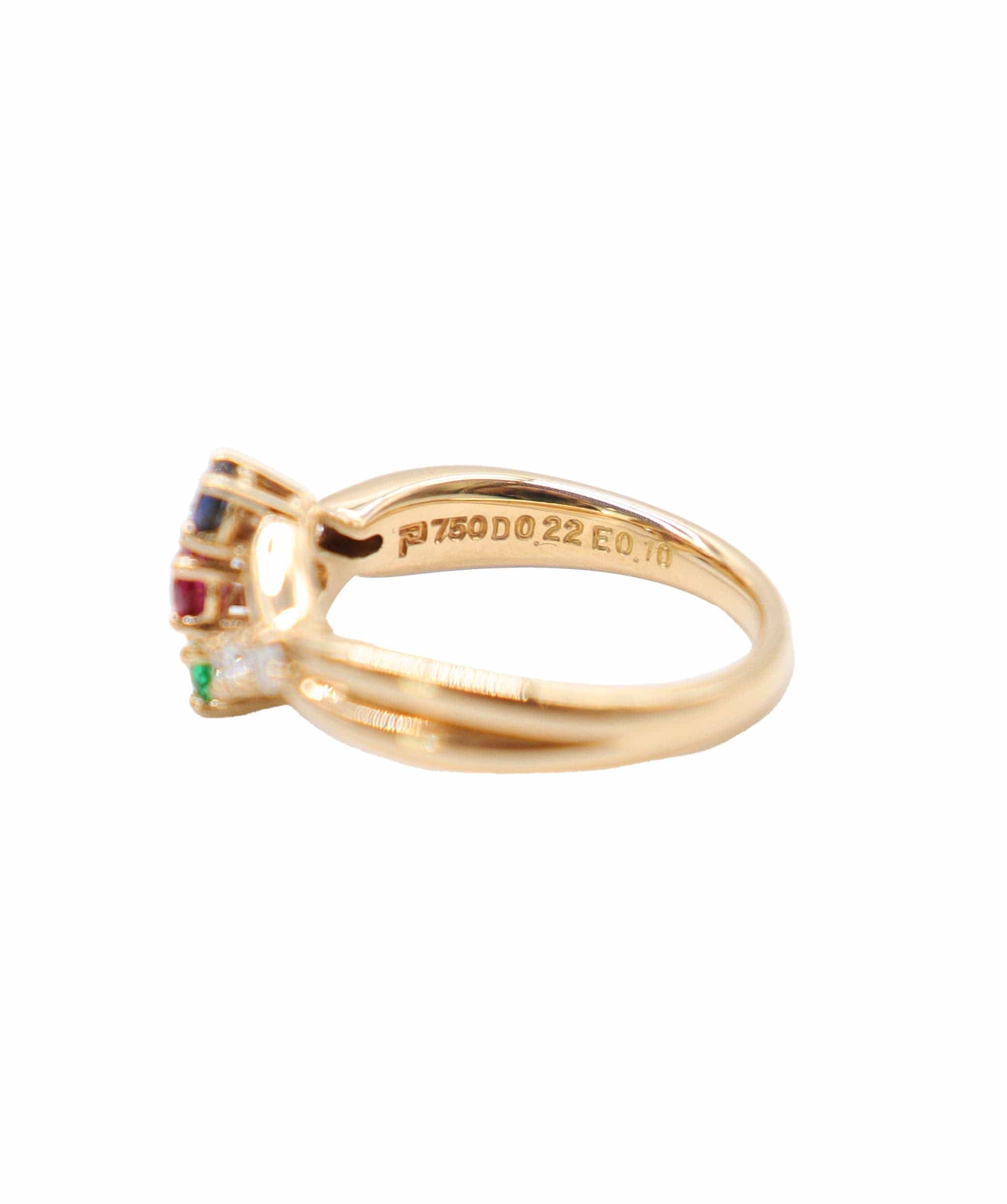 Luxury Promise POLA Size 13 Ring Multi Stone Diamond 0.22ct K18 YG Yellow Gold 750 Ring Multi Stone Ring POLA DXBS4033