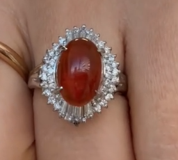 Luxury Promise Pt900 Fire Opal Ring 2.17 D0.70 9.3g J0917ASU4H
