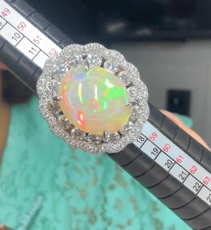 Luxury Promise Pt900 Opal Ring 12.11ct , 3.12ct Diamond - GRJ Cert - J0129MF6GC