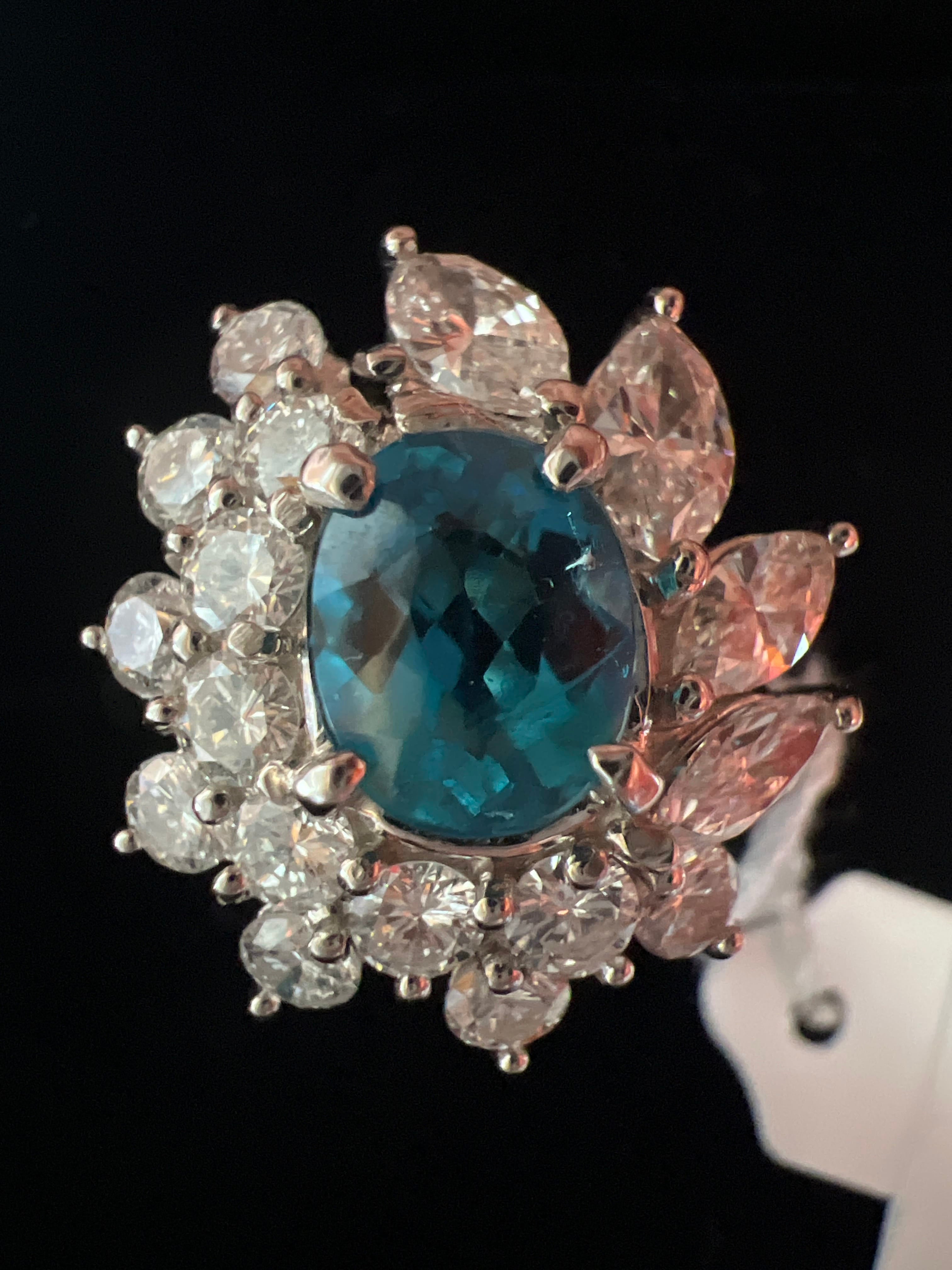 Luxury Promise PT900 PARAIBA TOURMALINE RING PR 0.92 DA 1.24 8.5g GIA Brazil 0-129572