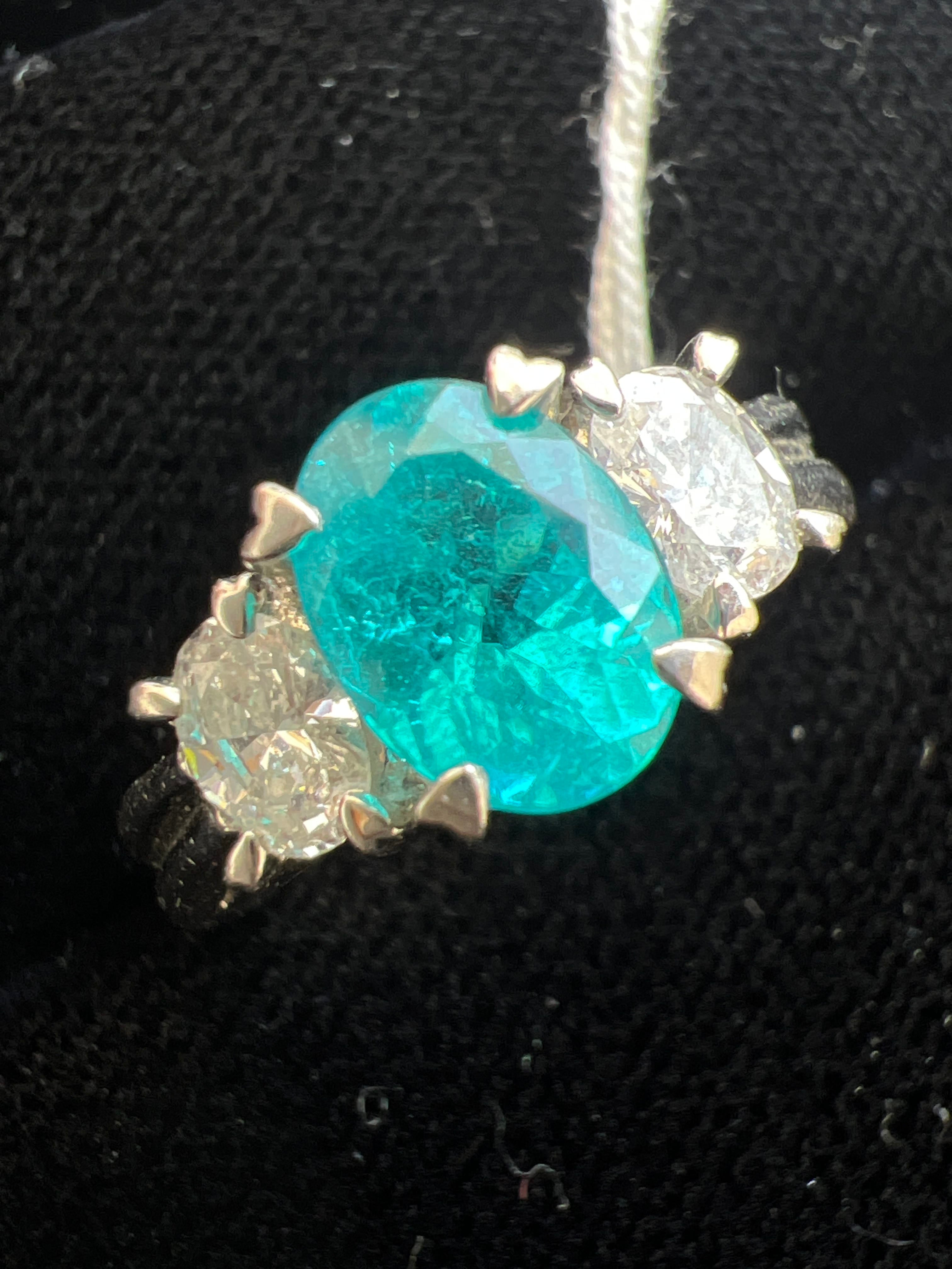 Luxury Promise PT900 PARAIBA TOURMALINE RING PR 1.386 DA 0.47 6.2g GIA Brazil 6.2g 0-197260