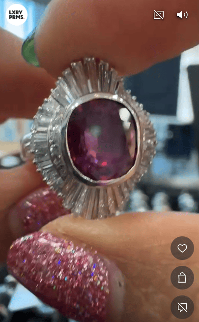 Luxury Promise PT900 ring with a Natural Vivid Red Ruby (Oval Cut) and Diamond Halo Cluster L1118