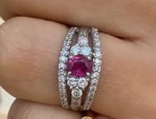 Luxury Promise Pt900 Ruby Ring R0.52 D0.54 6.6g J1114ZGMQK