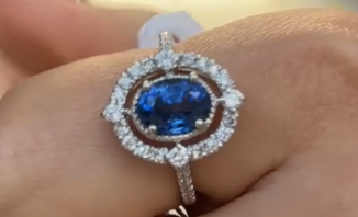 Luxury Promise Pt900 Sapphire Ring S1.67 D0.34 5.3g AIGS J1126KA9AA