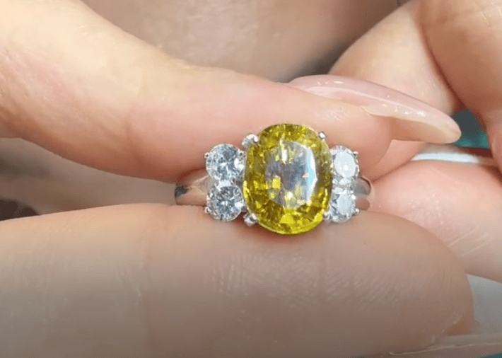 Luxury Promise Pt900 Yellow Sapphire Ring J0410SQED2