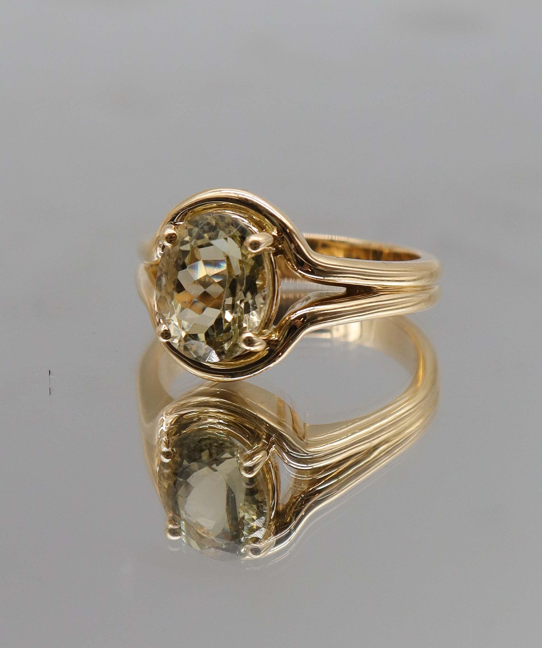 Luxury Promise Rare golden fire 3.03ct Golden Tourmaline Oval Double Shank Ring Size US 8 DXBS5618