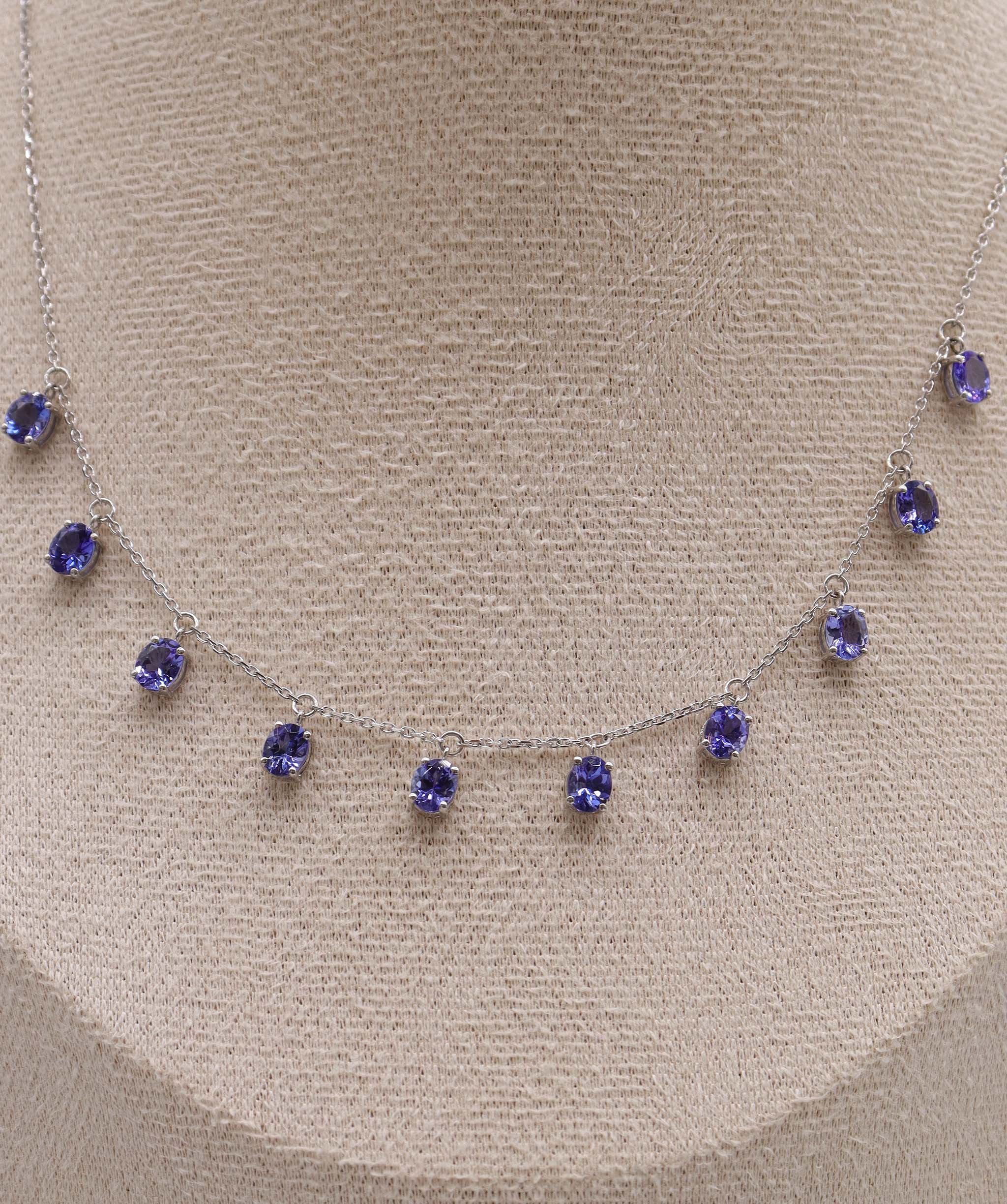 Luxury Promise Rare Tanzanite 3.66 carat Drop Oval WG Necklace DXBS5625