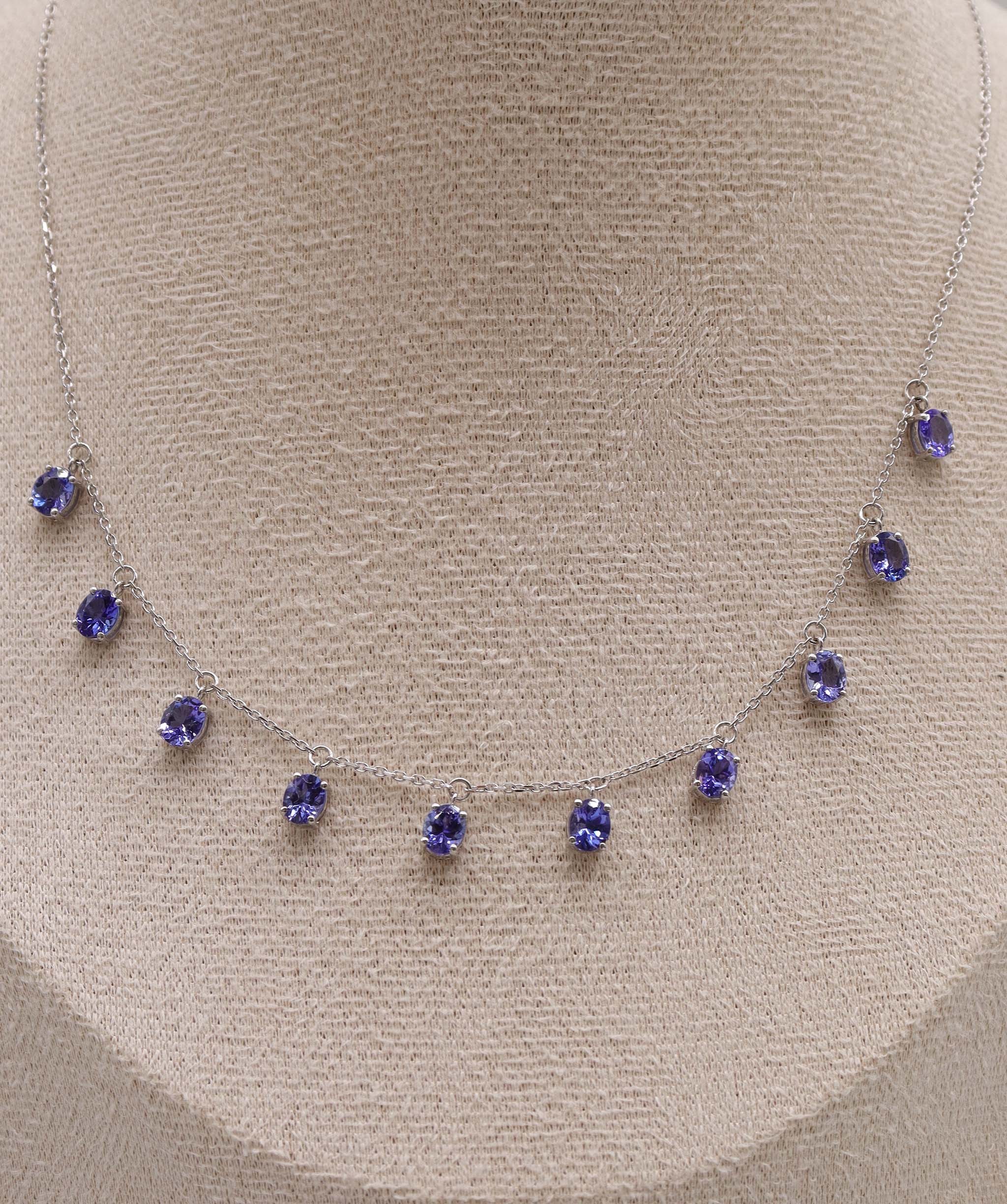 Luxury Promise Rare Tanzanite 3.66 carat Drop Oval WG Necklace DXBS5625