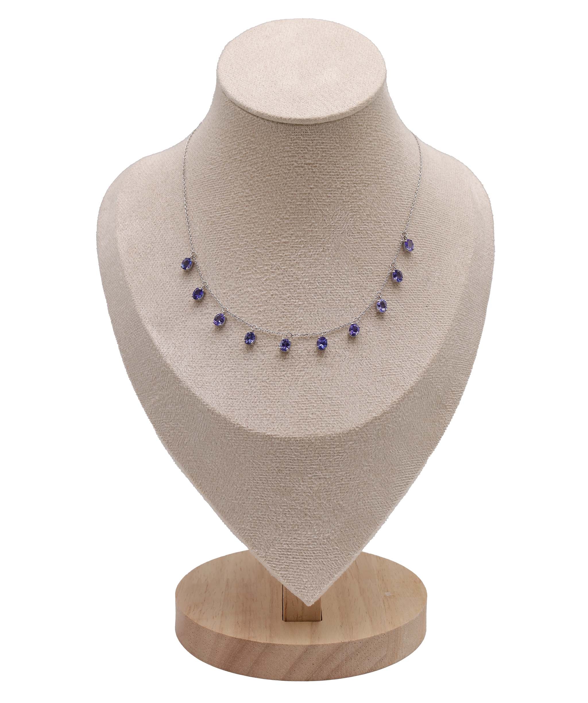 Luxury Promise Rare Tanzanite 3.66 carat Drop Oval WG Necklace DXBS5625