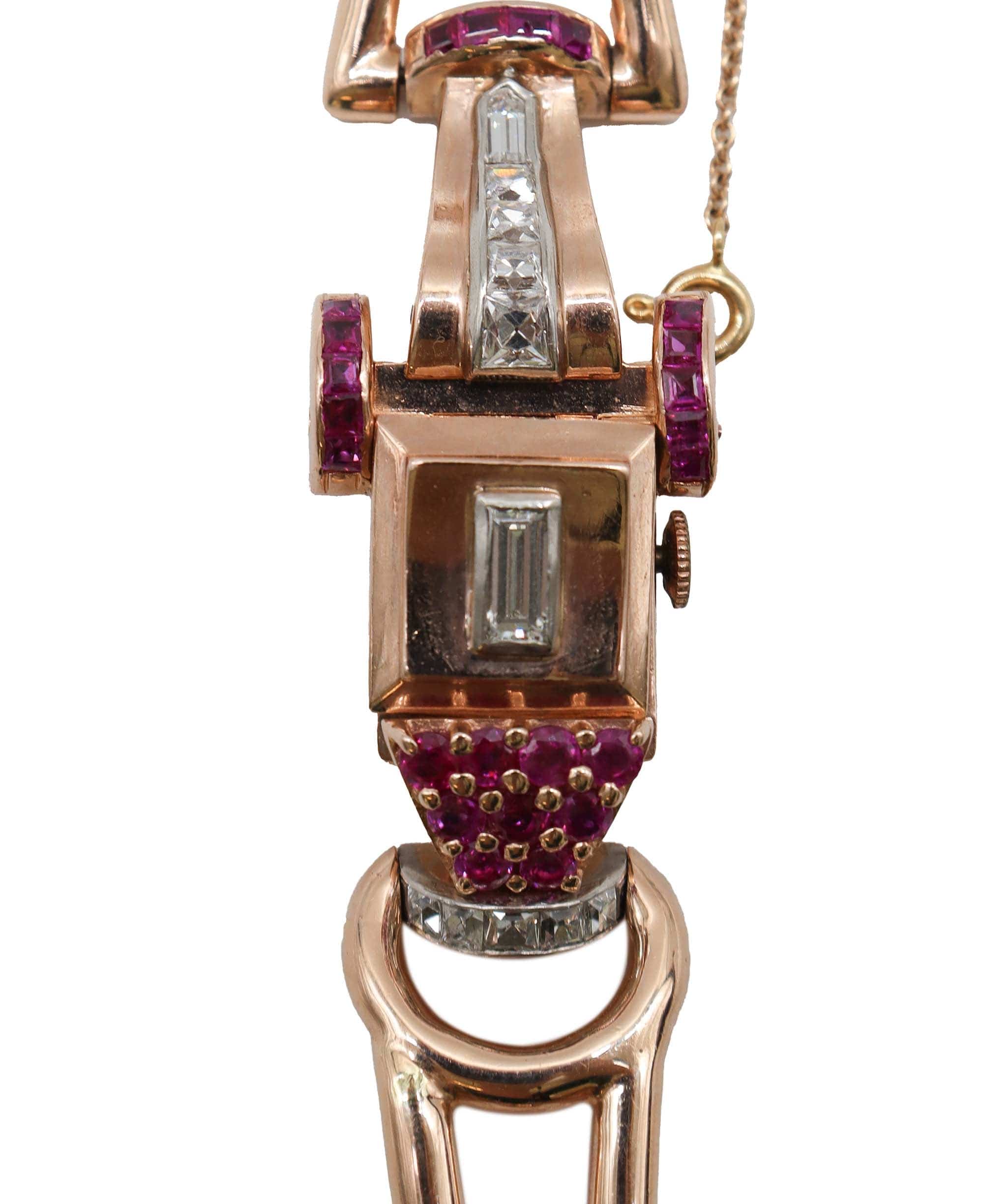 Luxury Promise Retro Rose Gold Secret Watch with Diamonds and Rubies HN053 DXBS2503