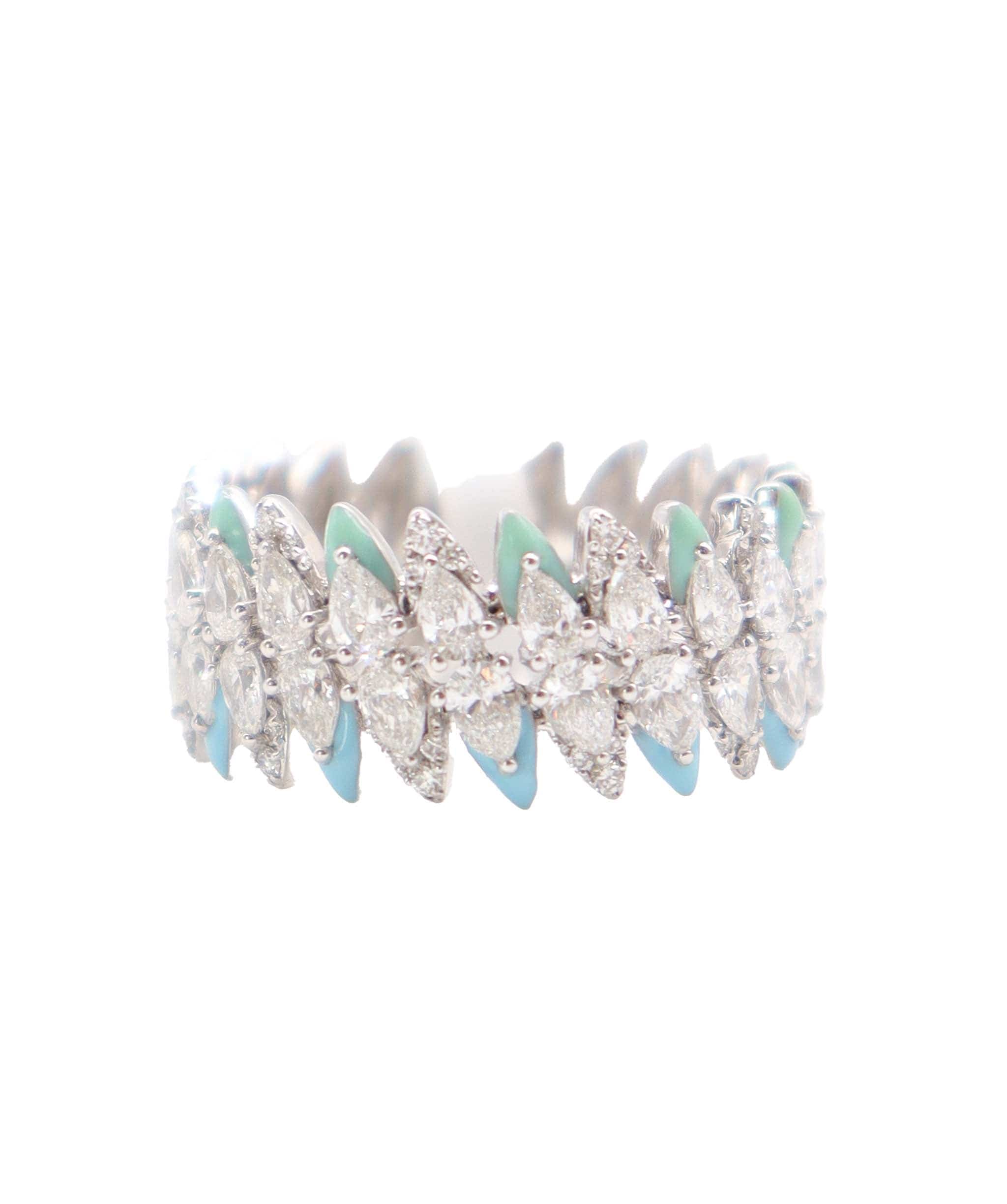 Luxury Promise Ring Mint Green & Twilight Blue EU-53 Gold: 5.004 / Diamond: 2.480 R-R03K ASC6585