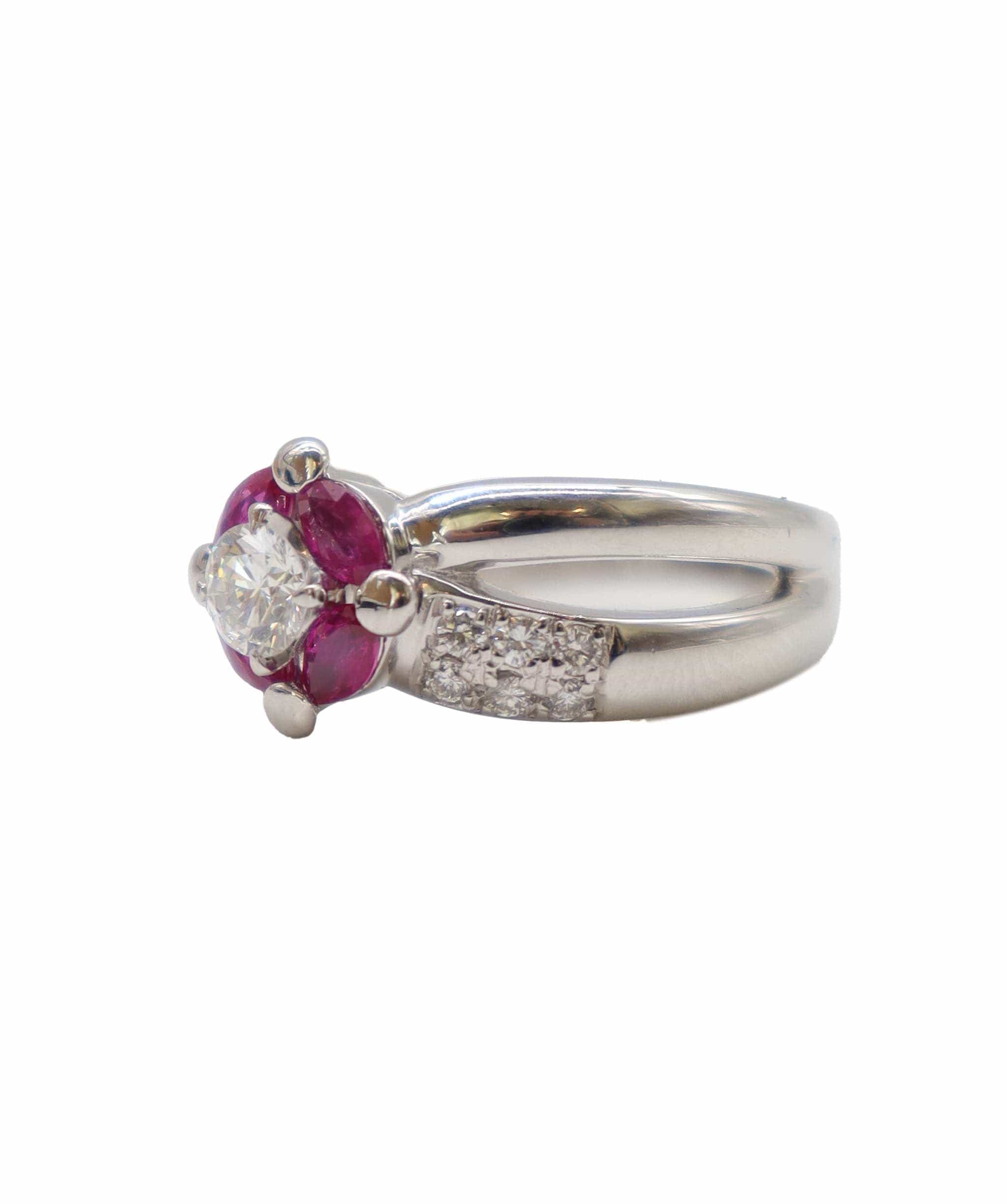 Luxury Promise Ring size 13 Diamond 0.33ct/0.22ct Ruby 0.67ct Pt Platinum Ring Diamond Ring DXBS4048