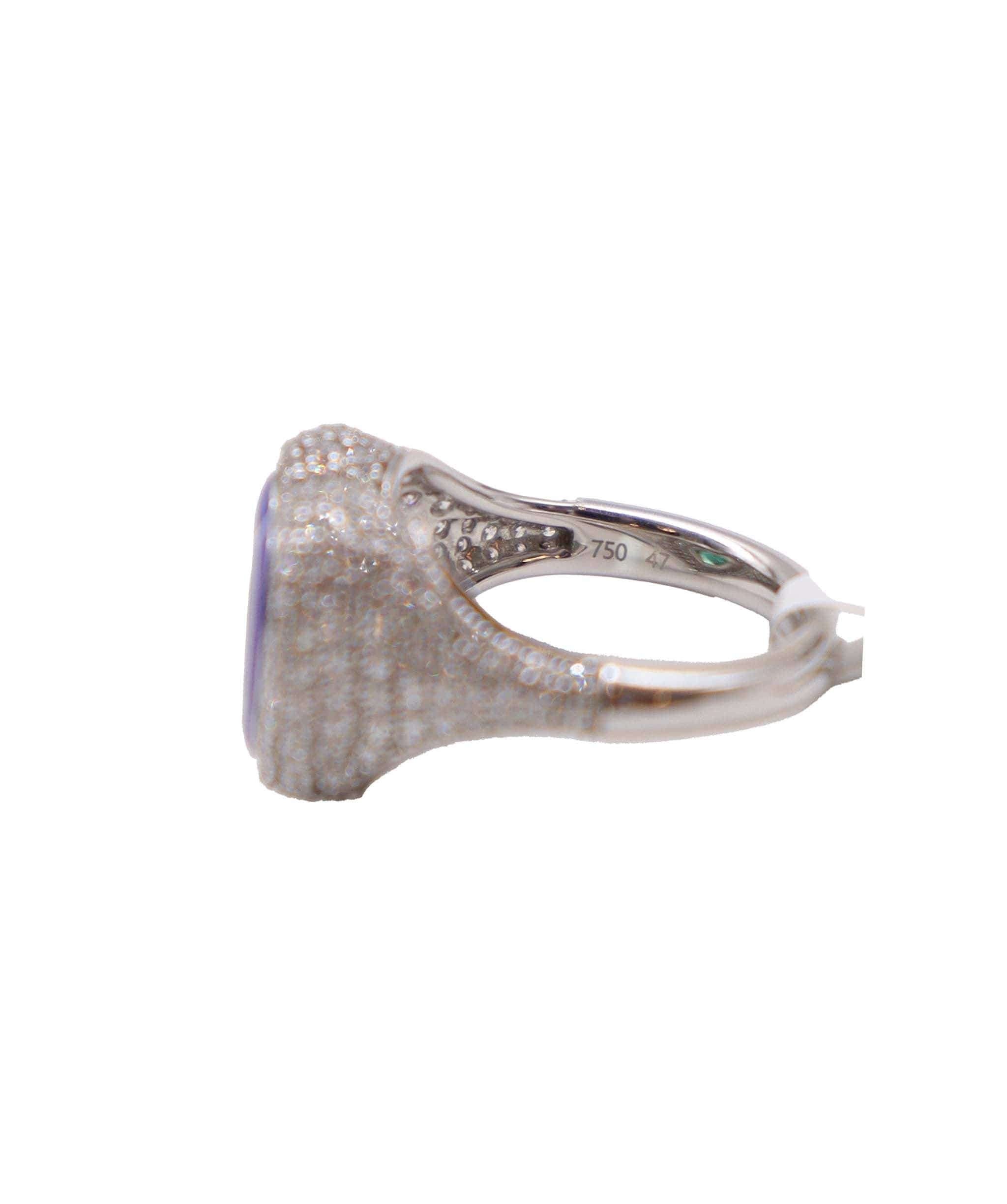 Luxury Promise Ring White & Cobalt Blue Enamel EU-47 Gold: 5.444 / Diamond: 1.240 / CS: 0.690 R-N93K ASC6605