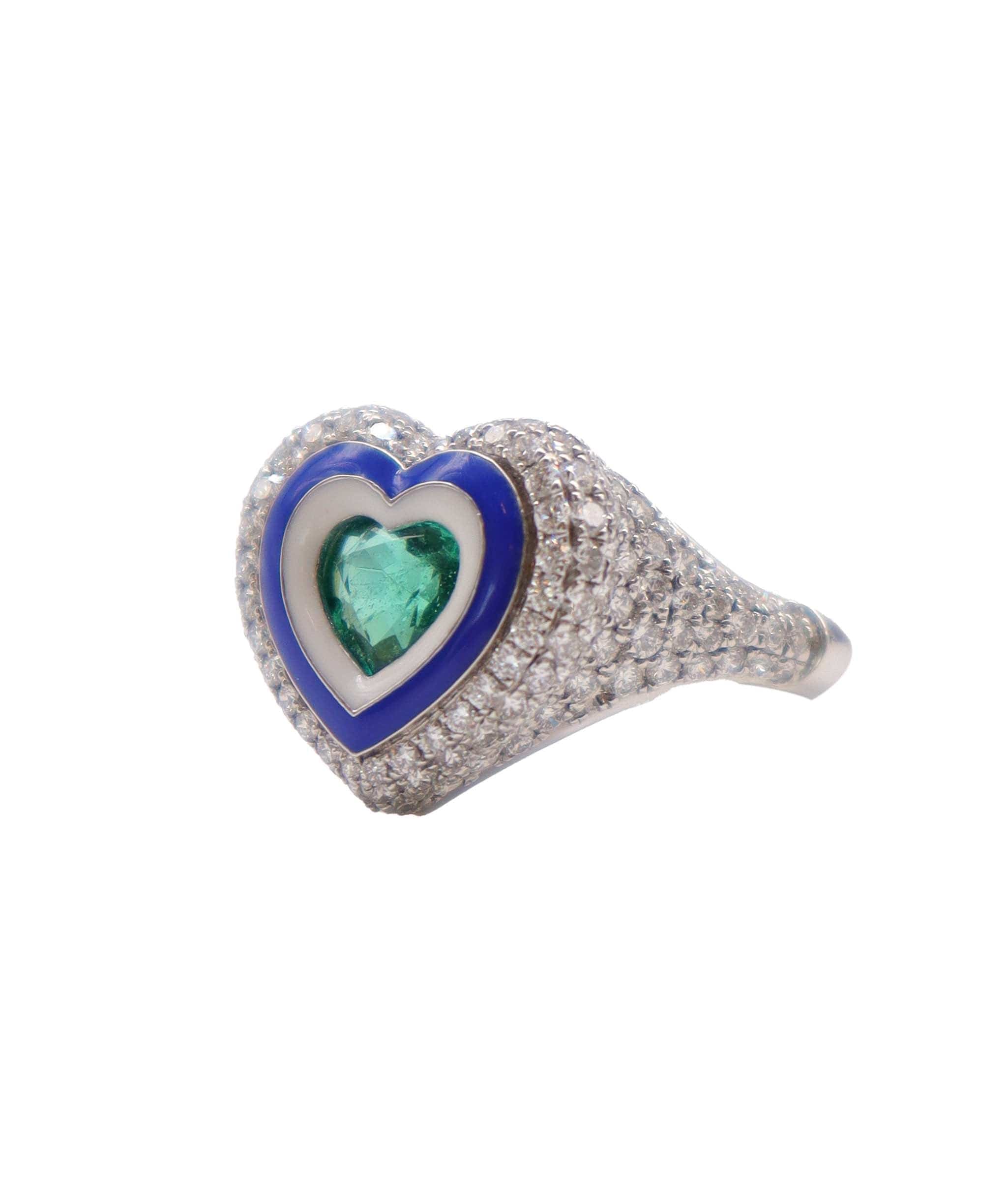 Luxury Promise Ring White & Cobalt Blue Enamel EU-47 Gold: 5.444 / Diamond: 1.240 / CS: 0.690 R-N93K ASC6605