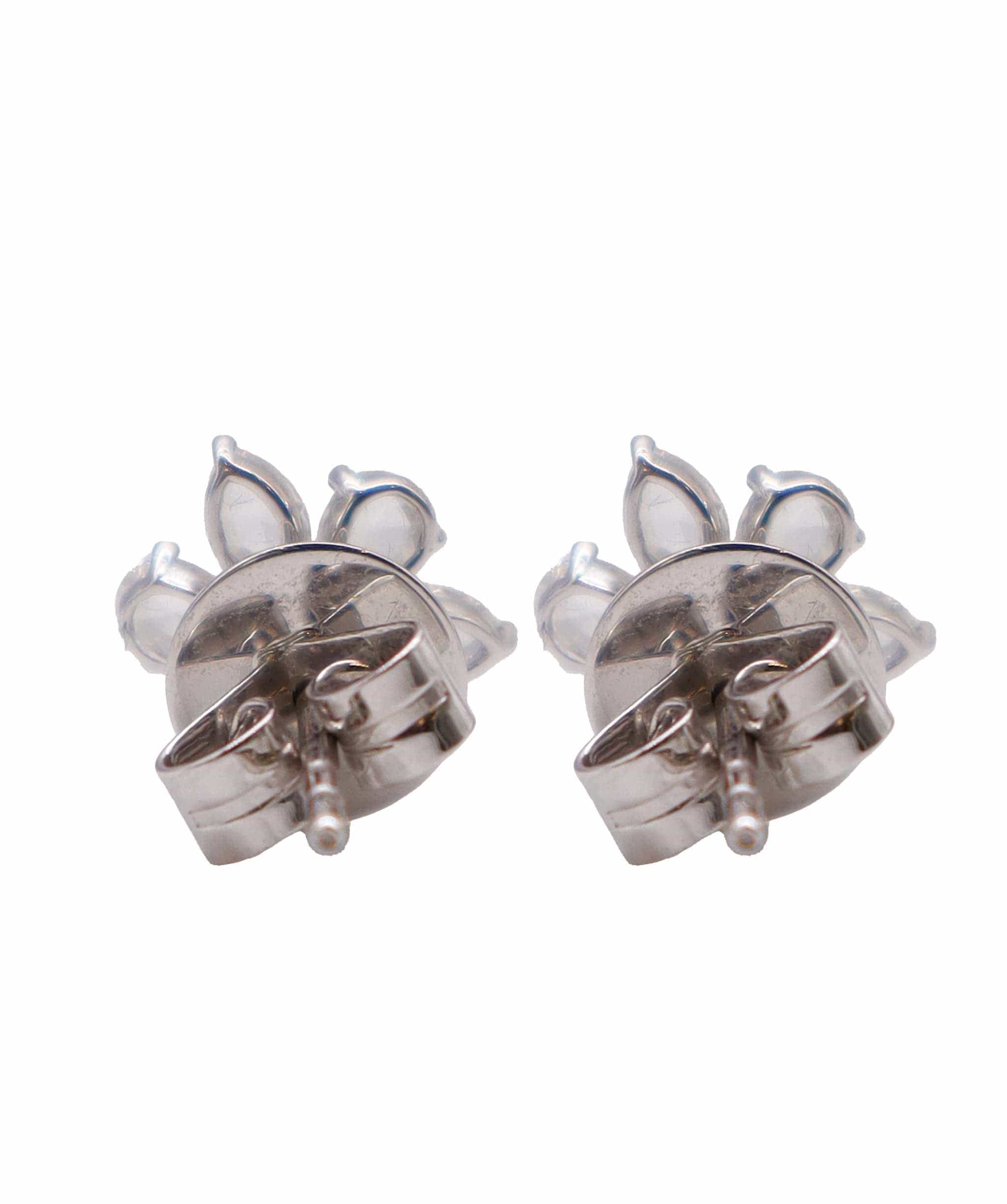 Luxury Promise Rose Cut Diamond flower Studs White Gold E5159