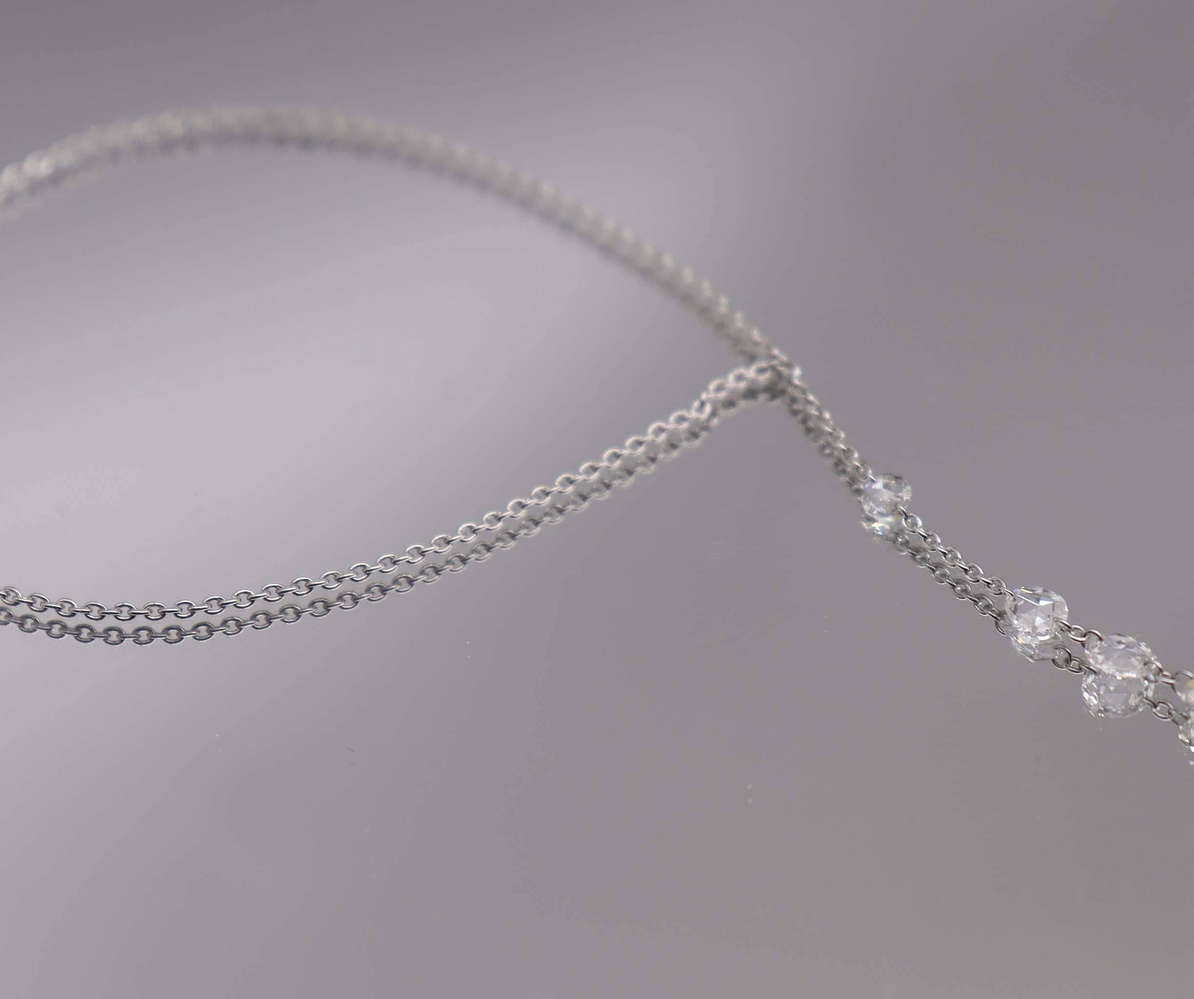 Luxury Promise Rose Cut Diamond handchain White Gold B2861