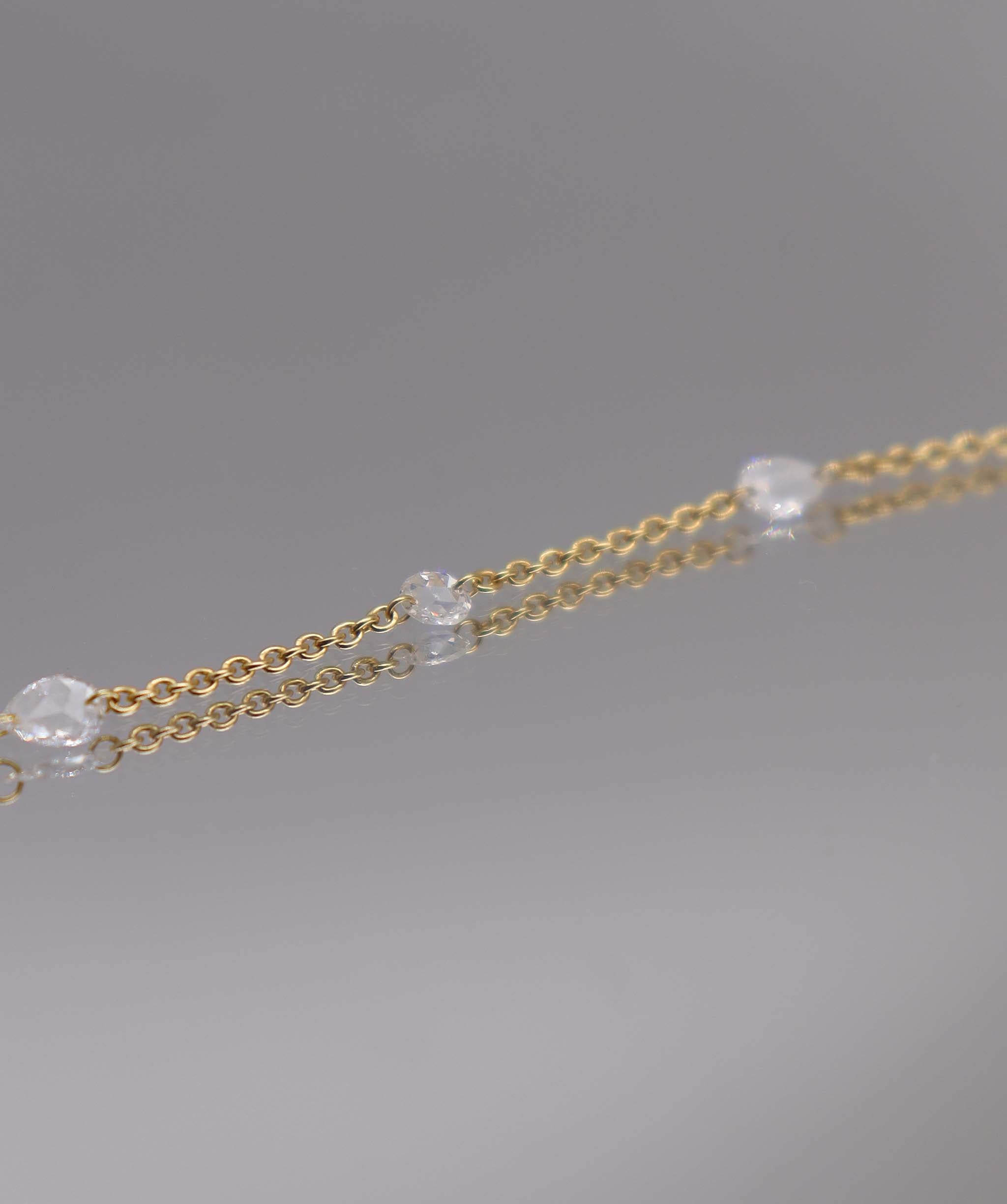 Luxury Promise Rose Cut Diamond Handchain Yellow Gold B2800
