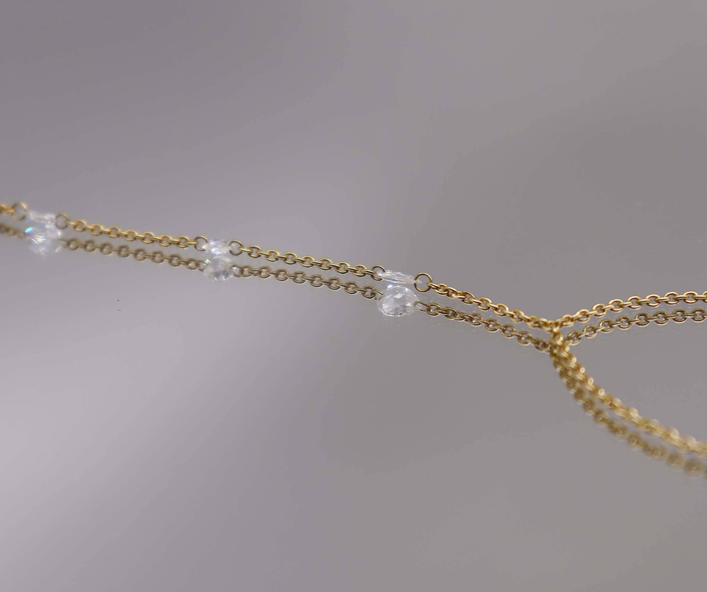 Luxury Promise Rose Cut Diamond Handchain Yellow Gold B2800