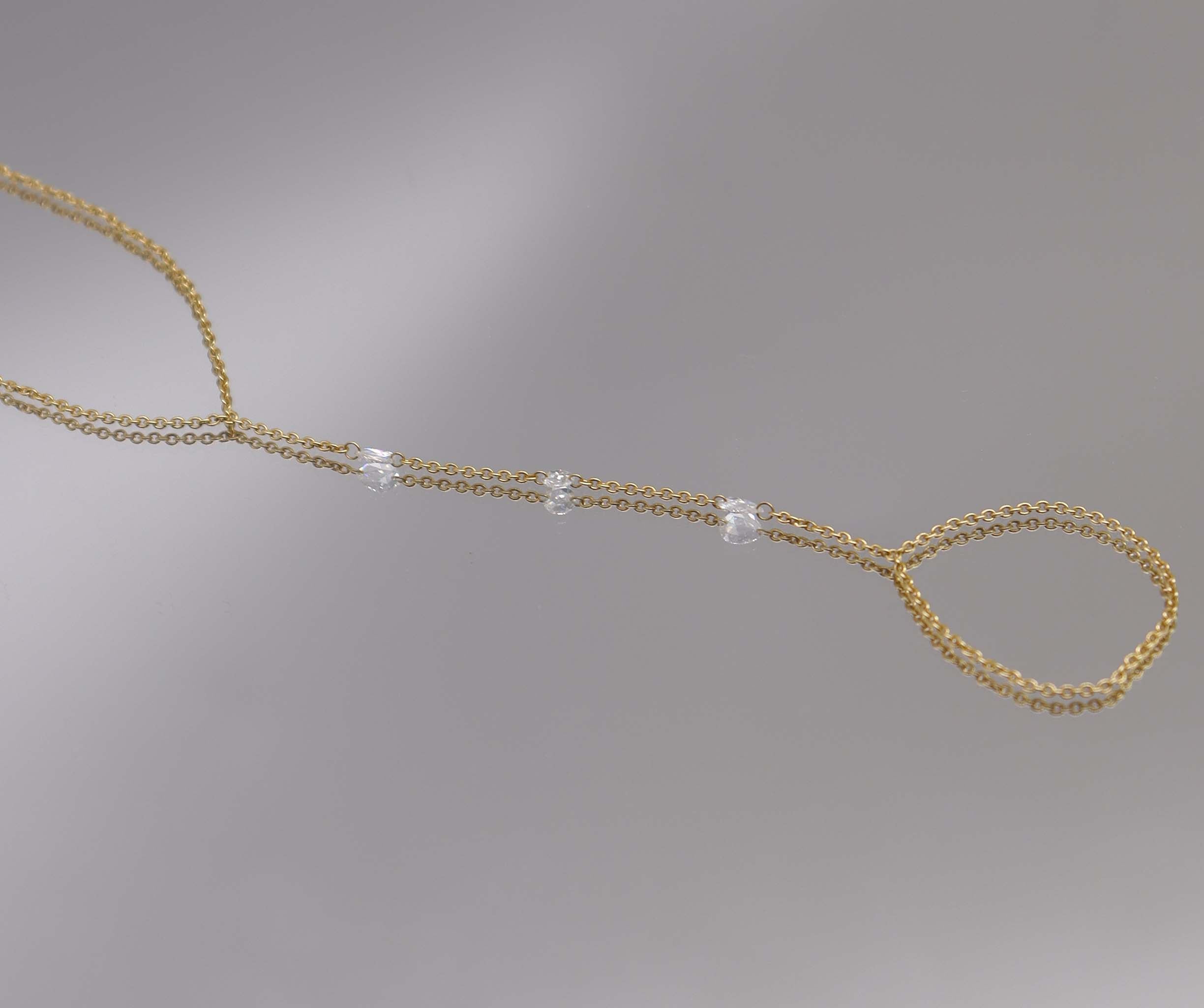 Luxury Promise Rose Cut Diamond Handchain Yellow Gold B2800