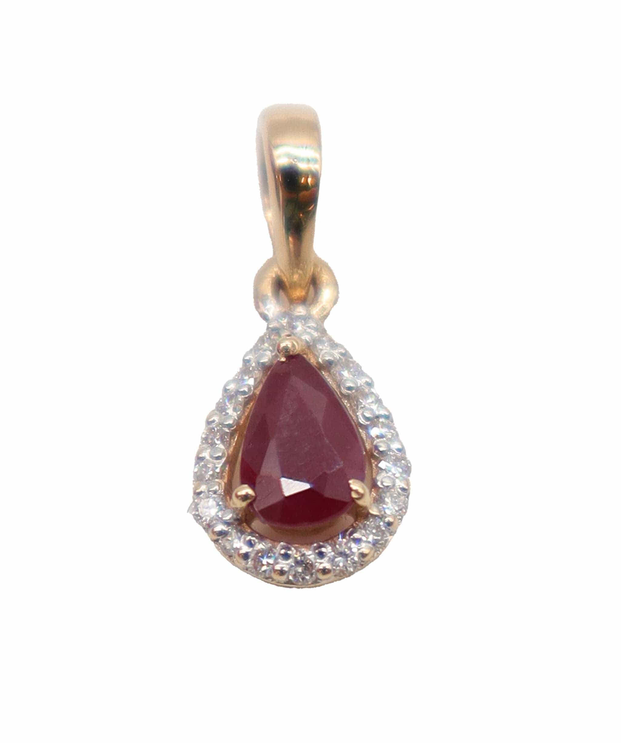 Luxury Promise Ruby and diamond pendant pear 18K 1.25 / 0.3 ASC6182