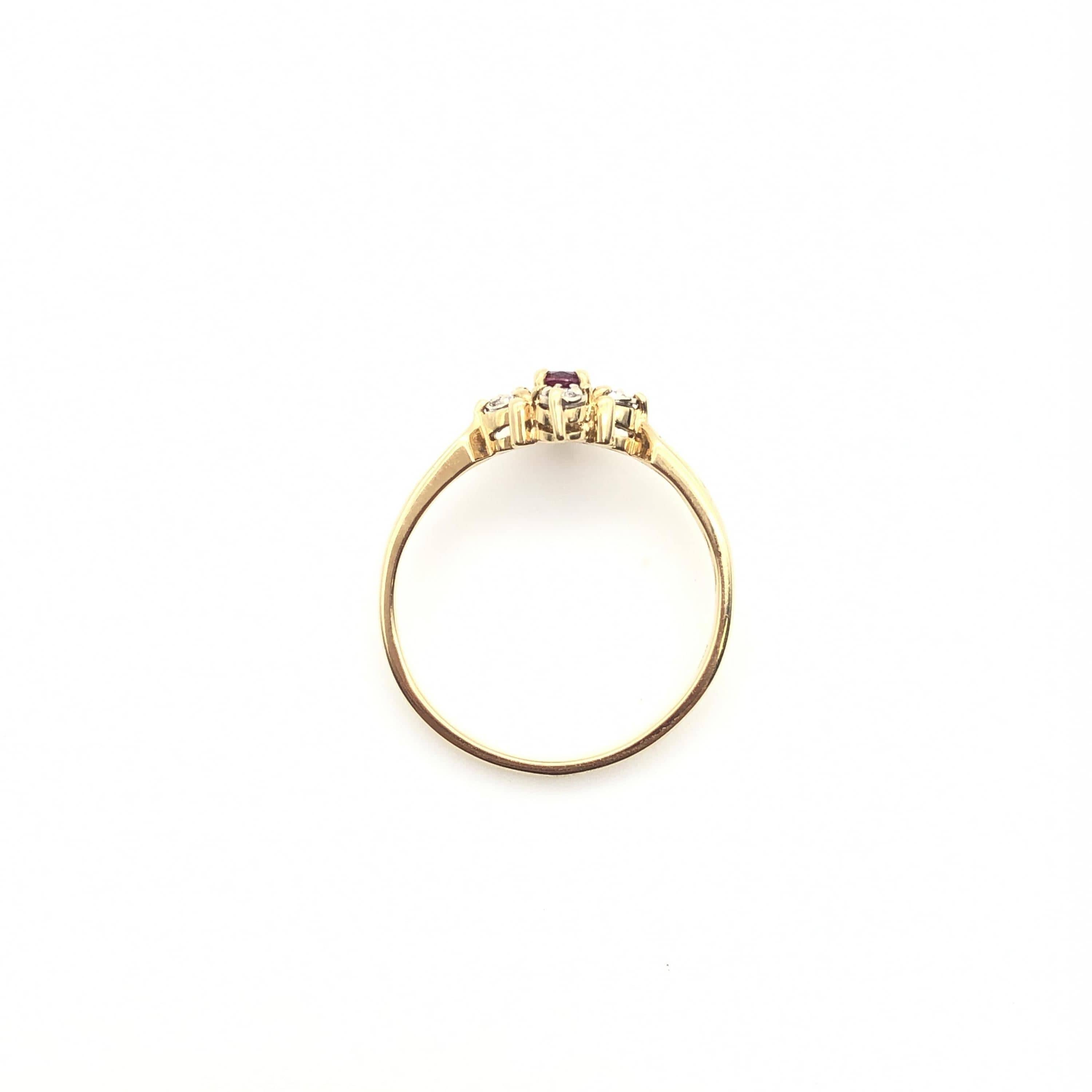 Luxury Promise Ruby Diamond Ring, 18k Yellow Gold ALC3278