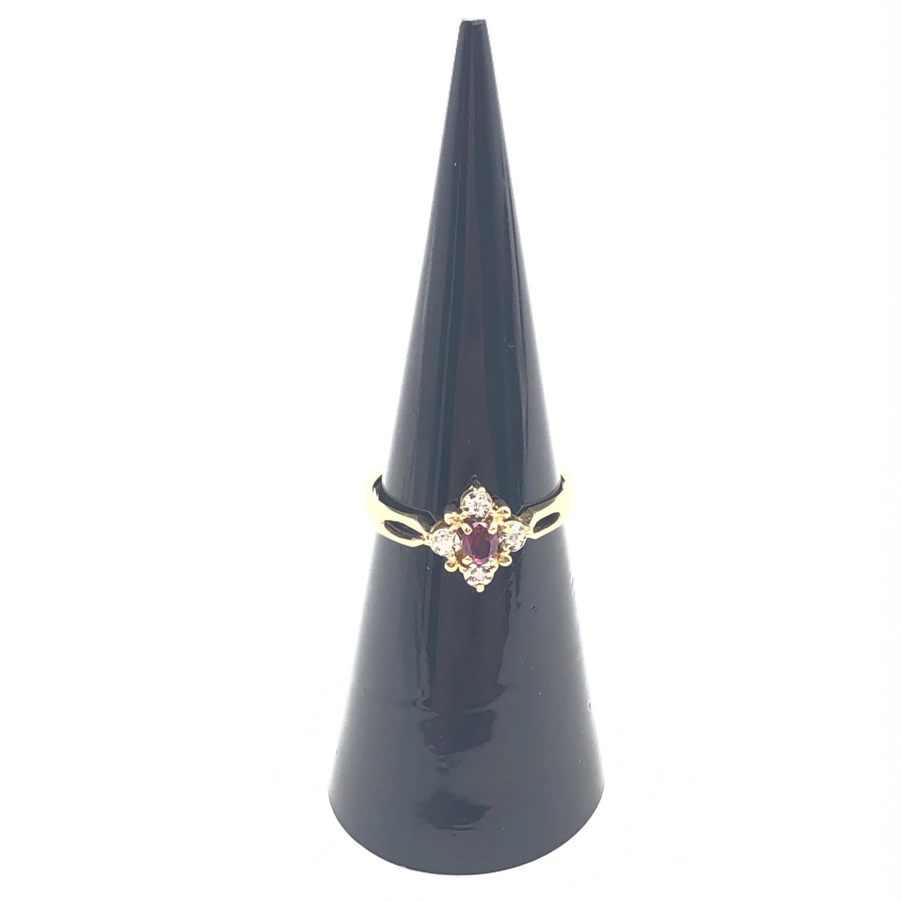 Luxury Promise Ruby Diamond Ring, 18k Yellow Gold ALC3278