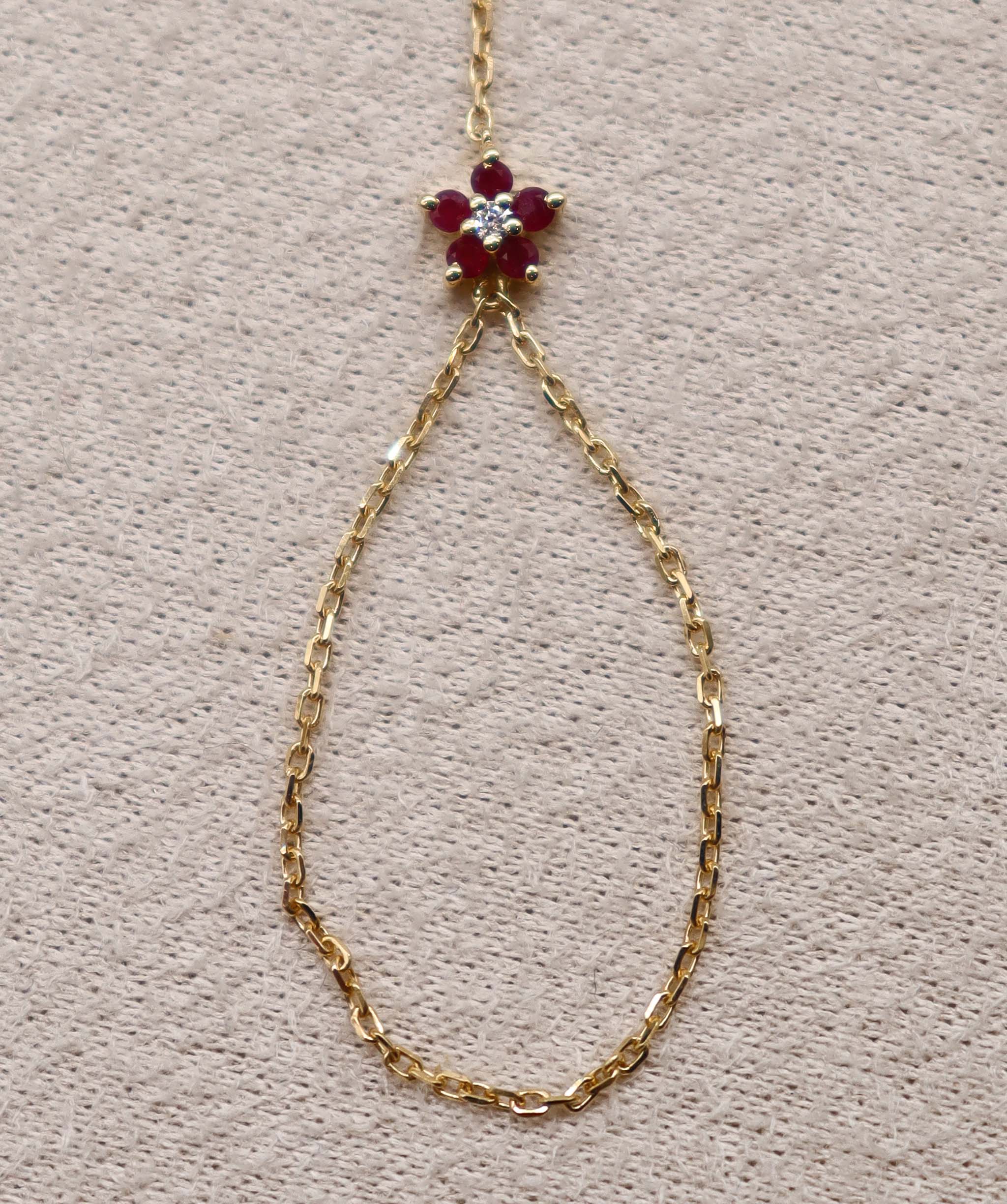 Luxury Promise Ruby Flower Hand Chain ASC6887